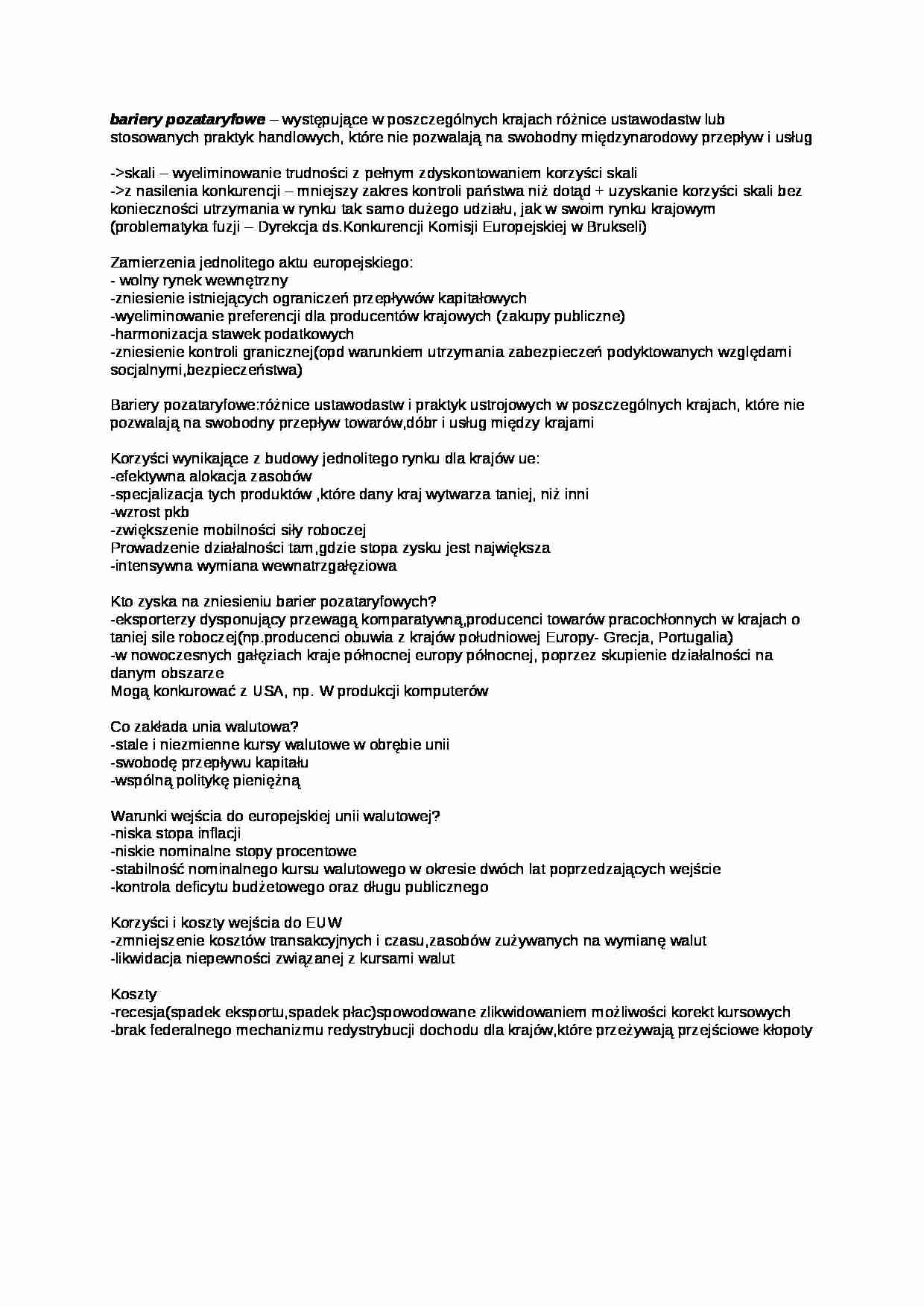 Bariery pozataryfowe - wykład - strona 1