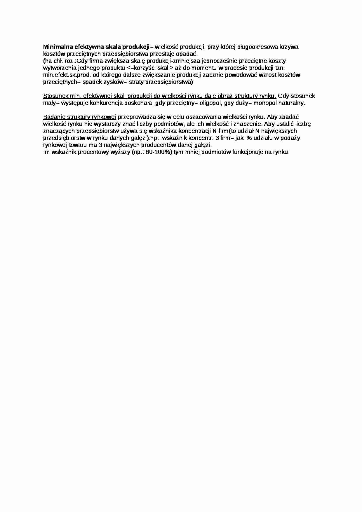 Minimalna efektywna skala produkcji - wykład - strona 1