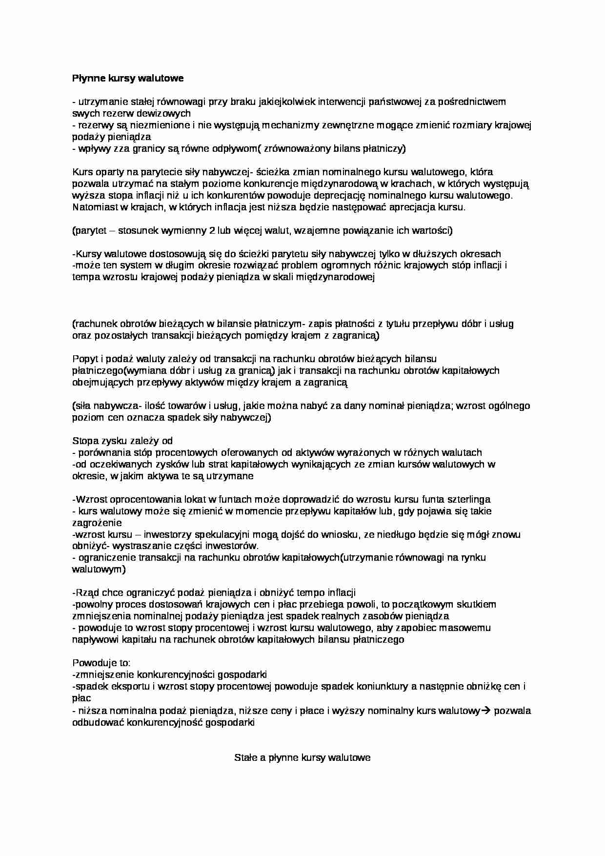 Płynne kursy walutowe - wykład - strona 1