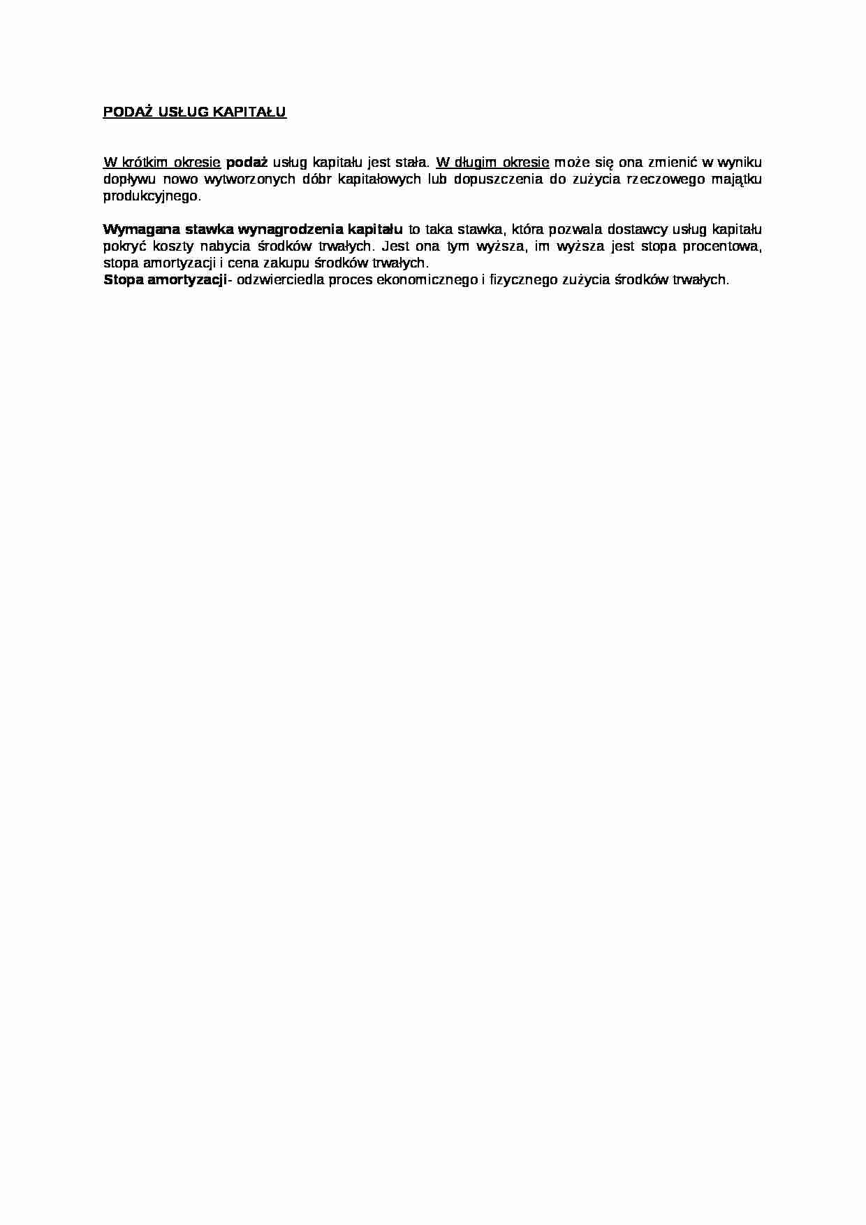 Podaż usług kapitału - opracowanie - strona 1