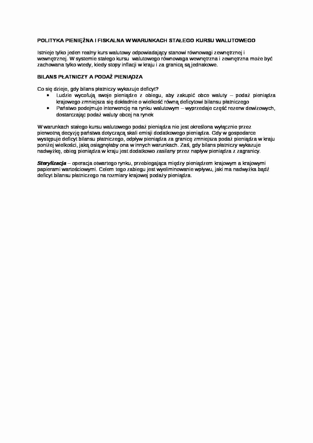 Polityka pieniężna i fiskalna - opracowanie - strona 1