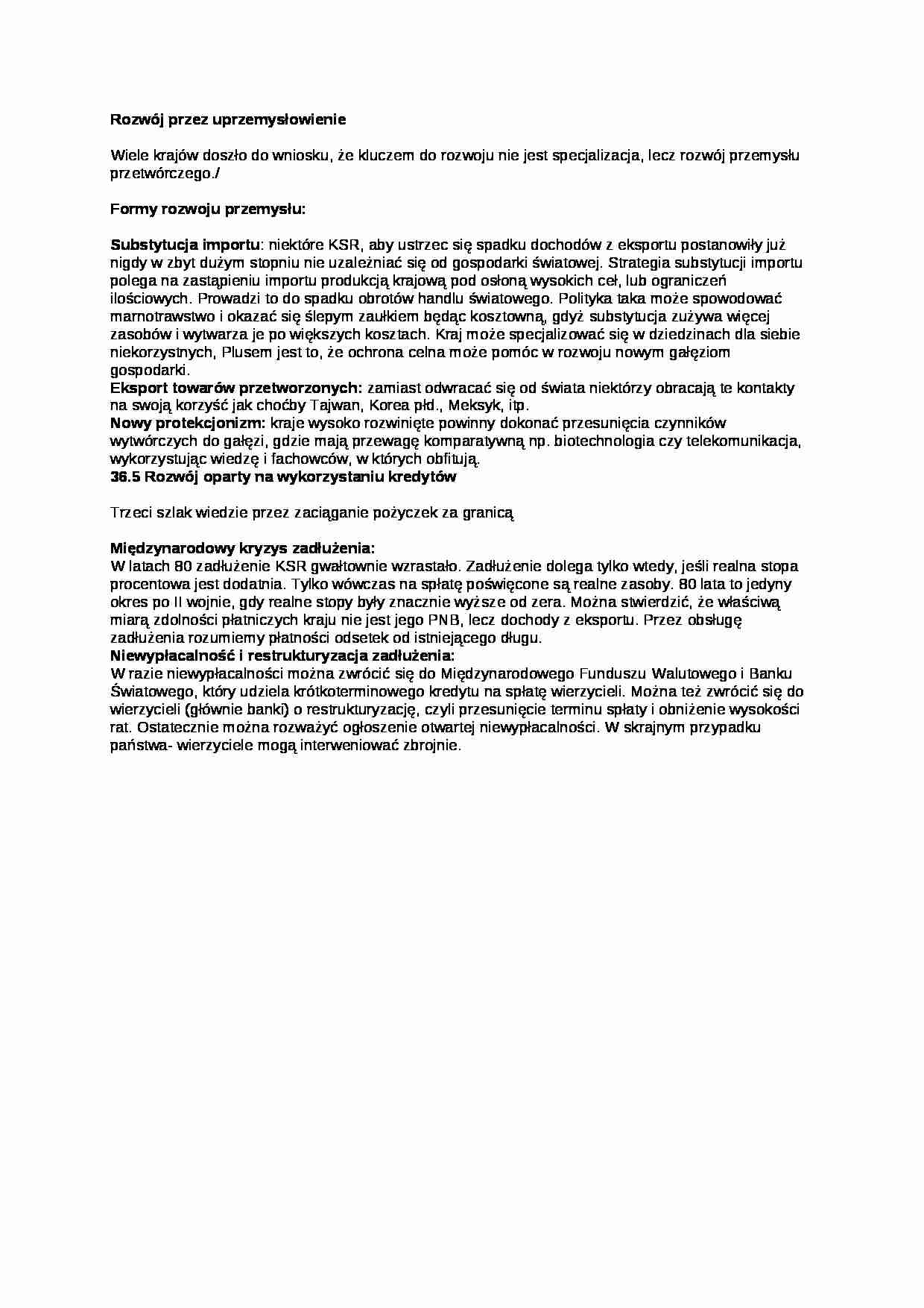 Rozwój przez uprzemysłowienie - wykład - strona 1