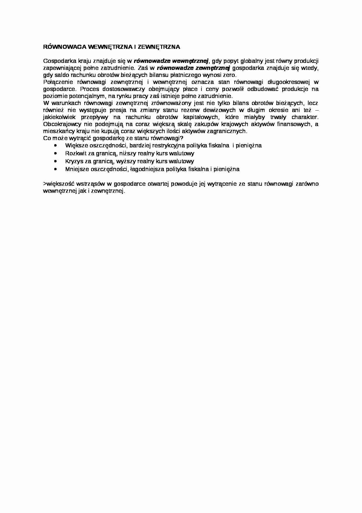 Równowaga wewnętrzna i zewnętrzna - wykład - strona 1