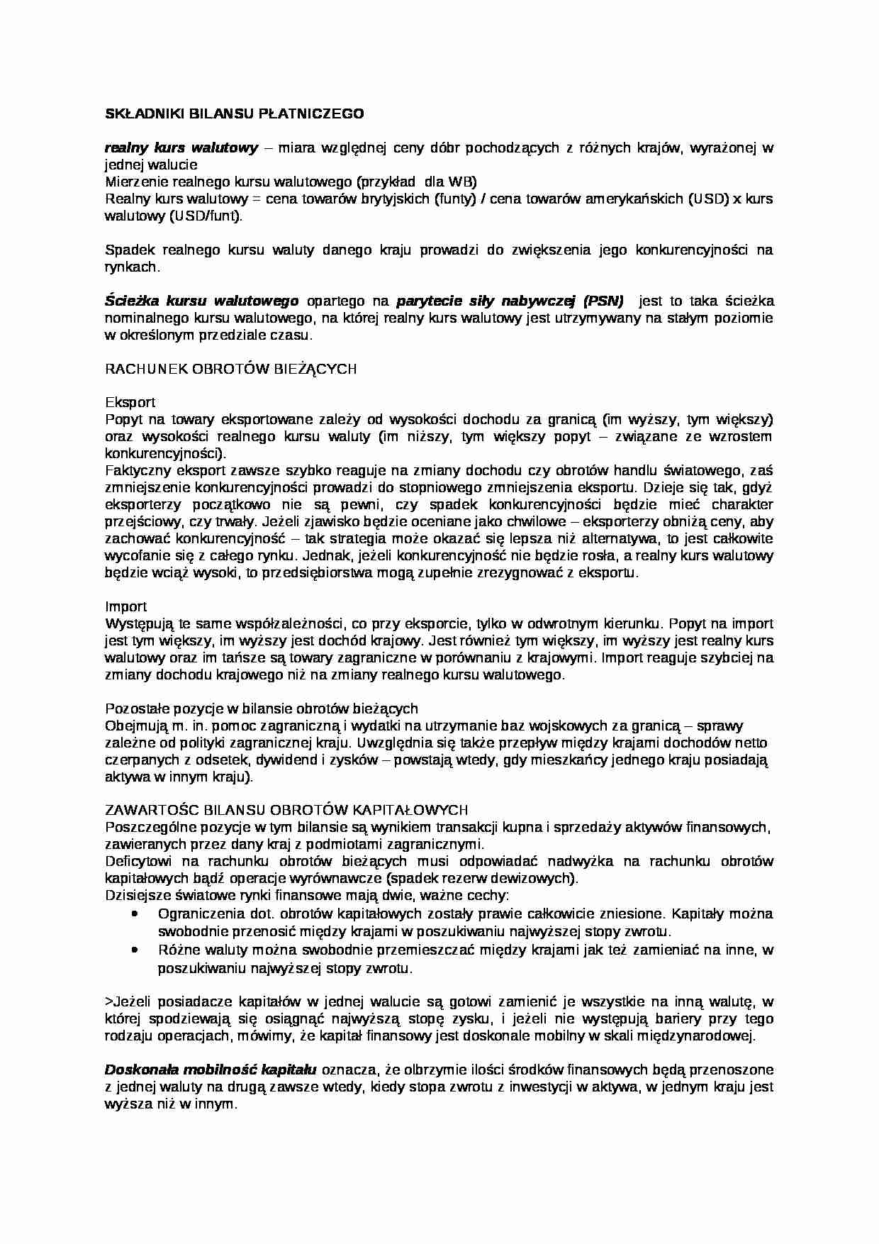 Wykład - składniki bilansu płatniczego - strona 1