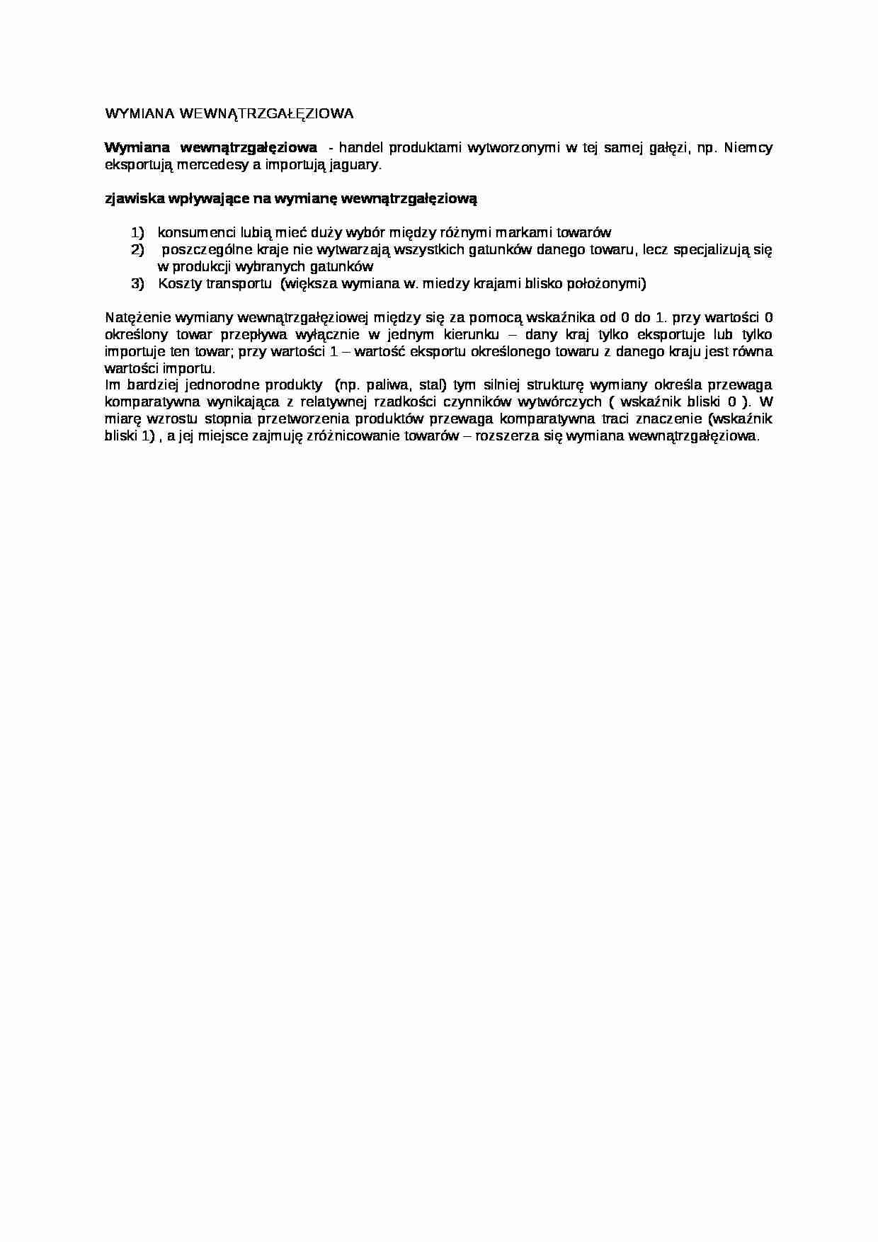 Wymiana wewnątrzgałęziowa - strona 1