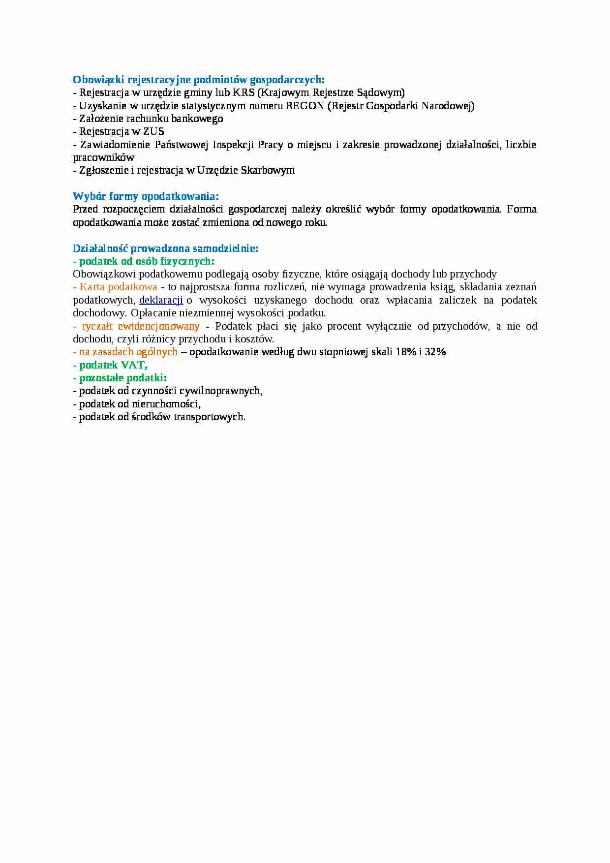 Obowiązki rejestracyjne podmiotów gospodarczych - wykład - strona 1