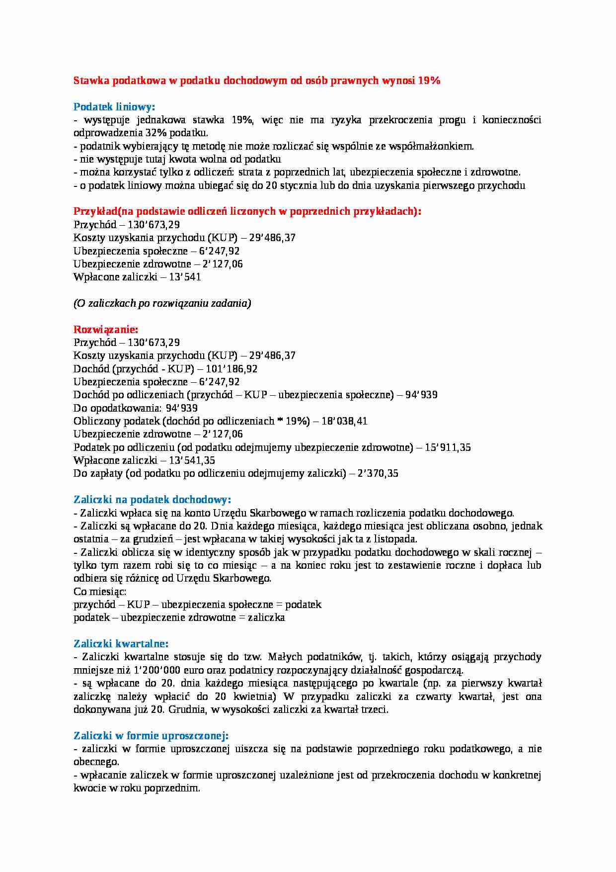 Podatek liniowy i inne - wykład - strona 1