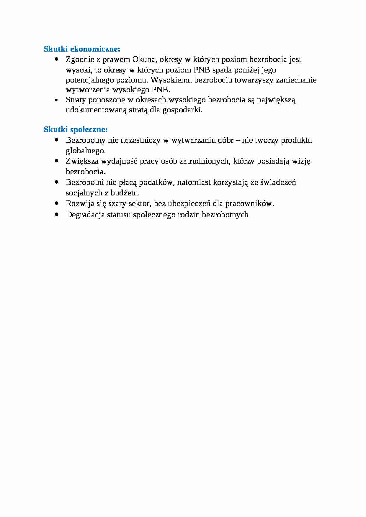Skutki bezrobocia - wykład - strona 1