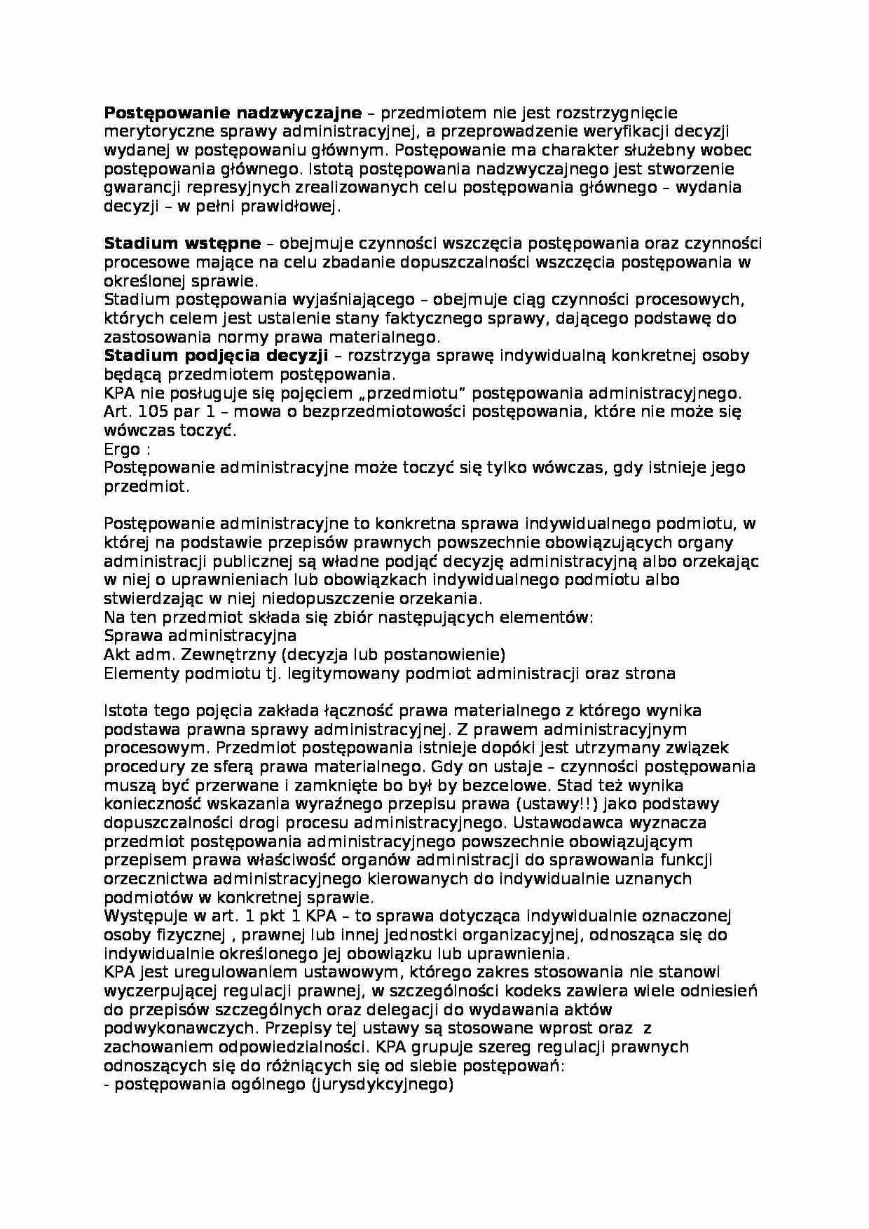 Postępowanie nadzwyczajne - wykład - strona 1