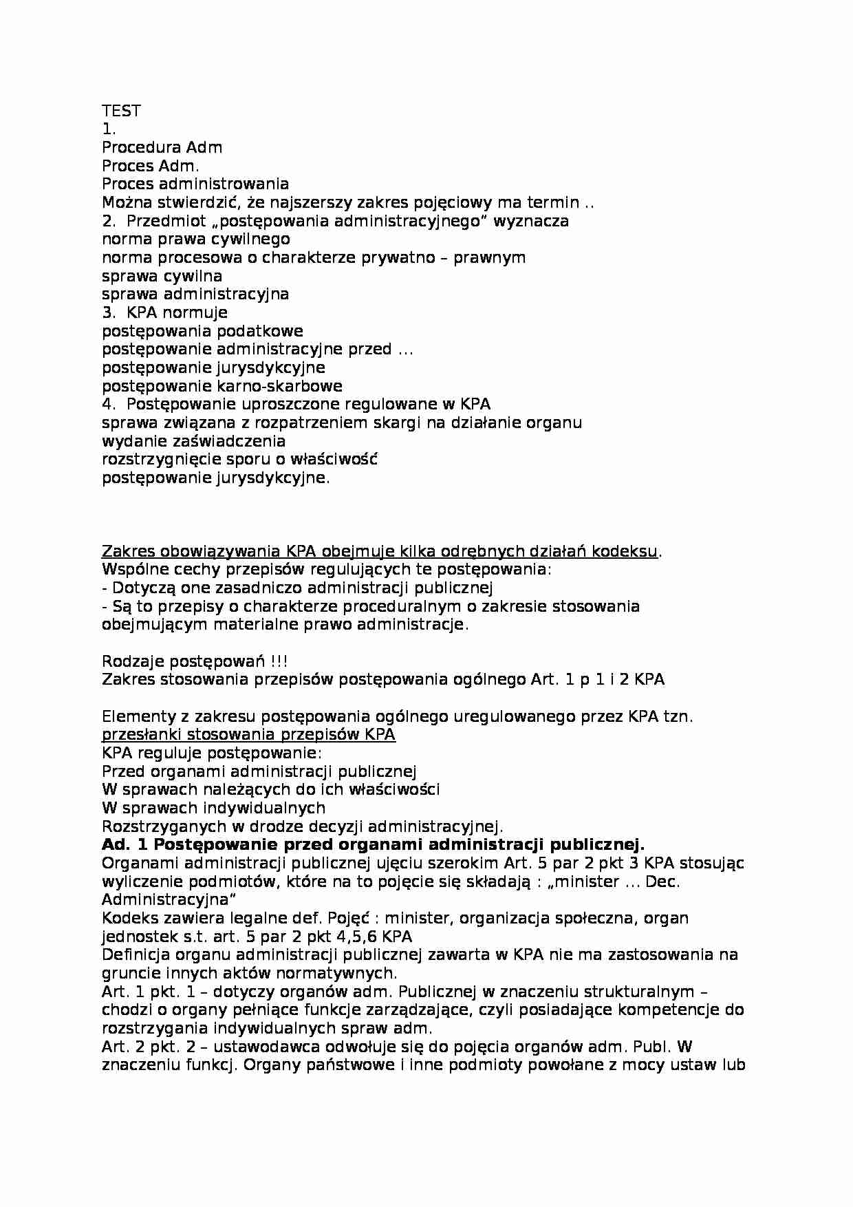 Test z postępowania administracyjnego - strona 1