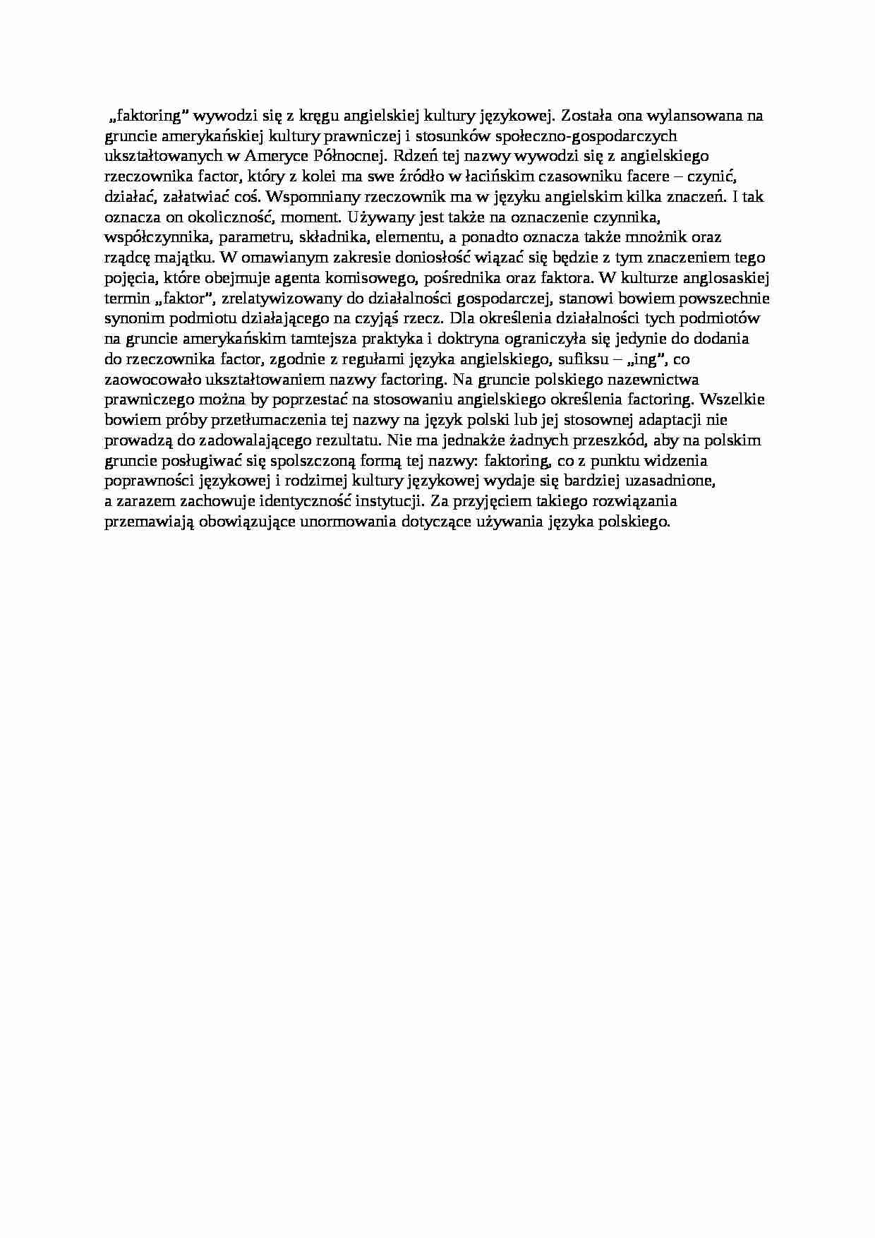 Opracowanie definicji faktoringu - strona 1