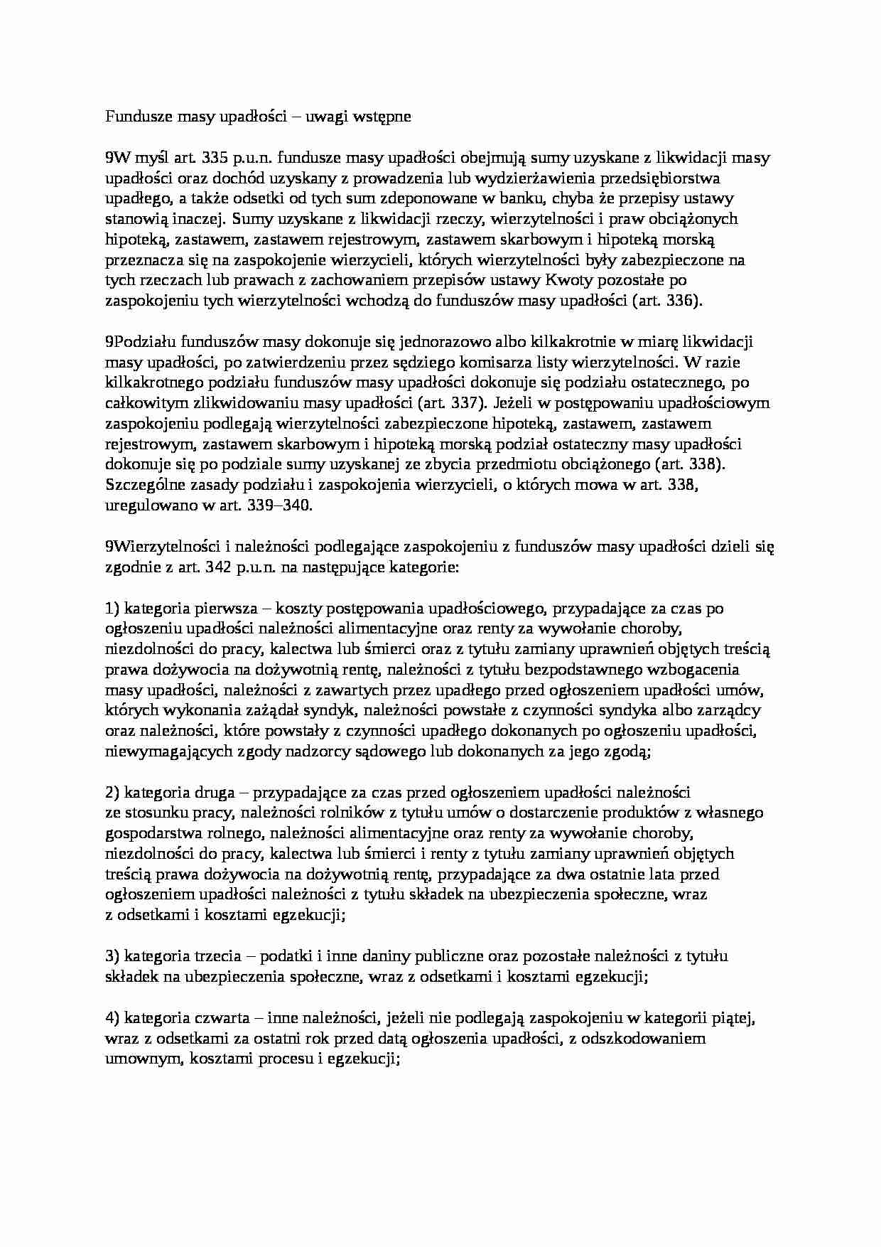 Fundusze masy upadłości - wykład - strona 1