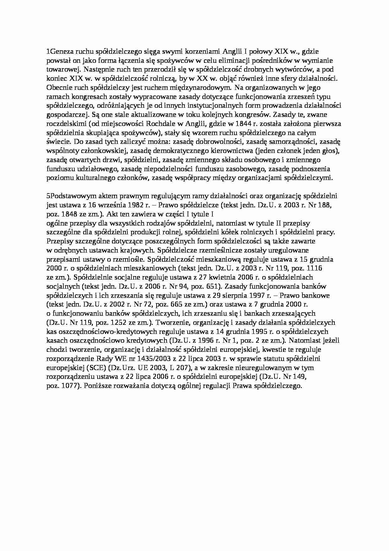 Geneza ruchu spółdzielczego - wykład - strona 1