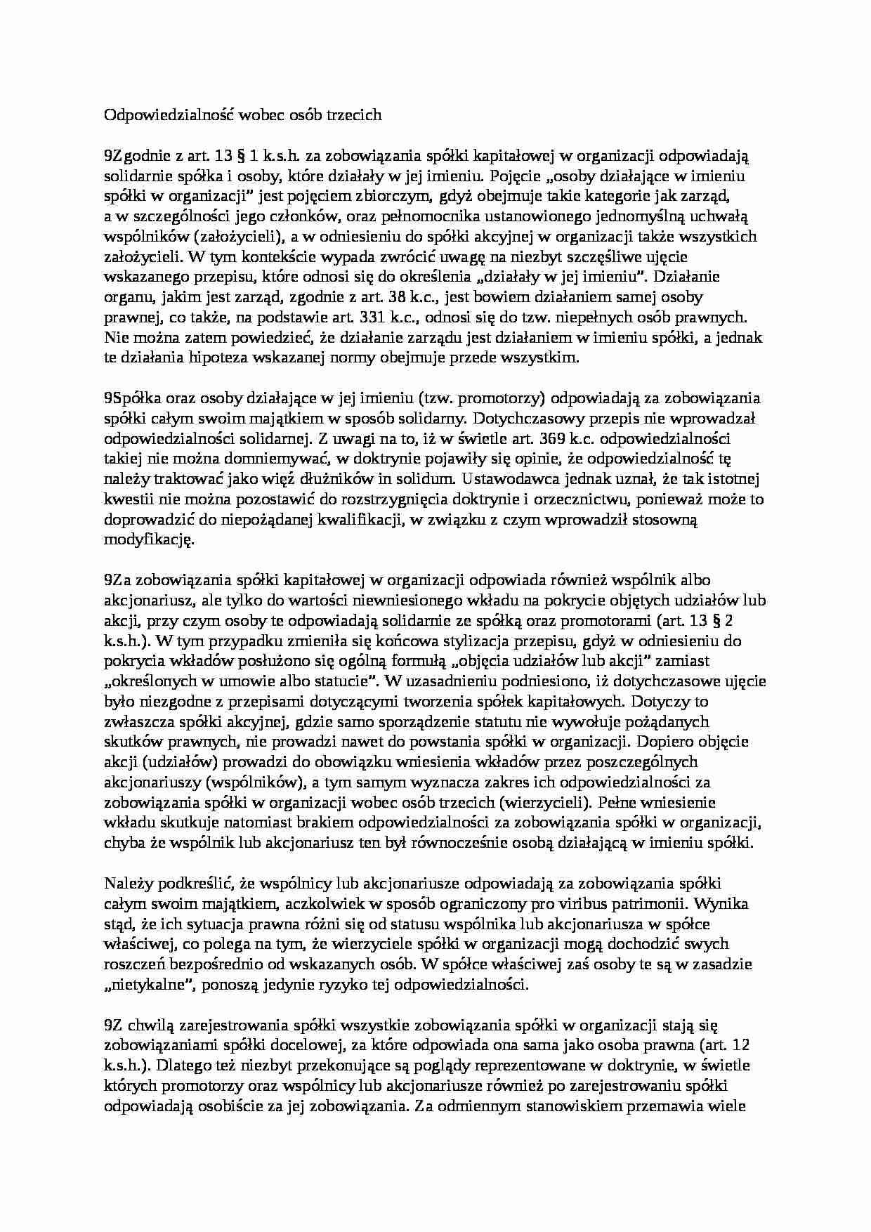 Odpowiedzialność wobec osób trzecich - wykład - strona 1