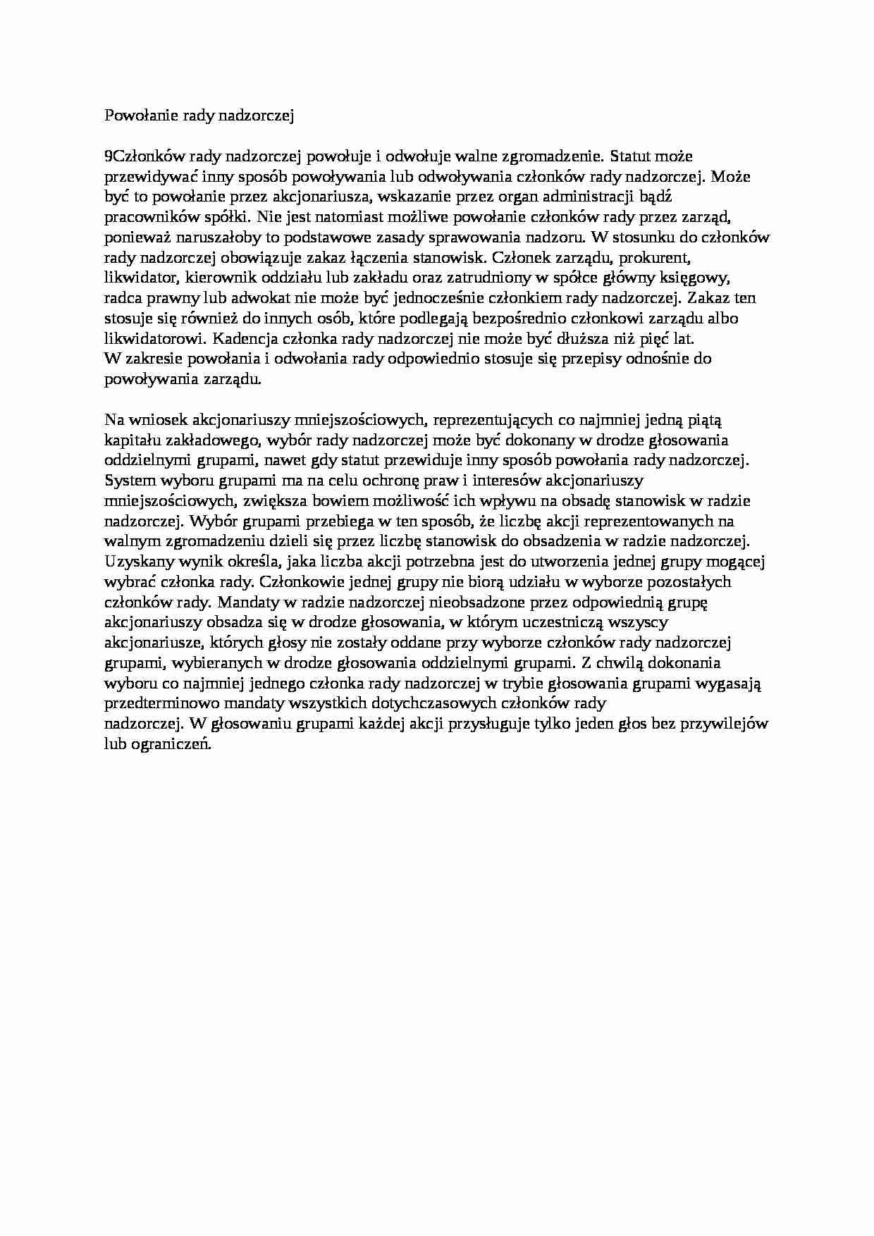 Powołanie rady nadzorczej - wykład - strona 1