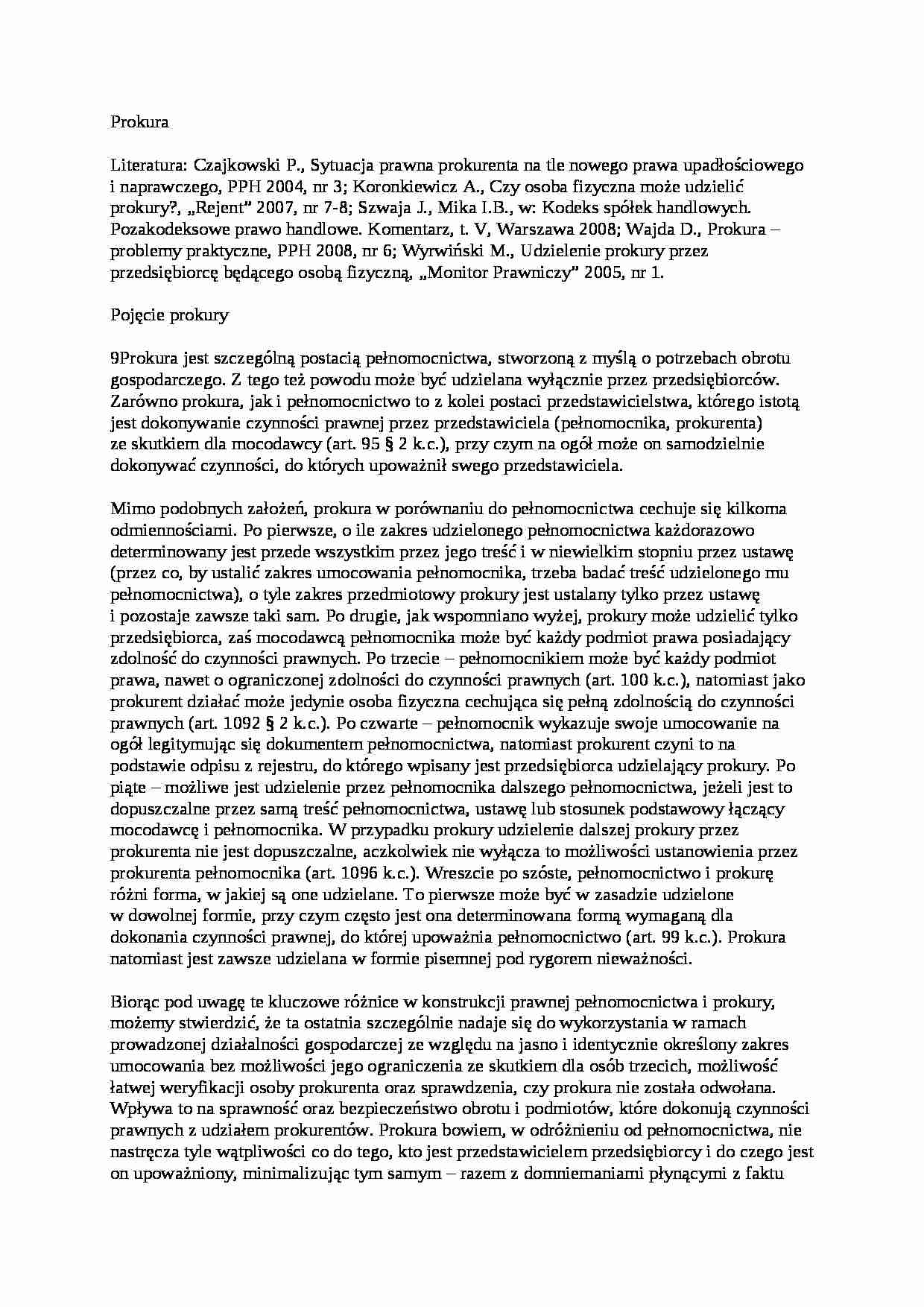 Wykład o prokurze - strona 1