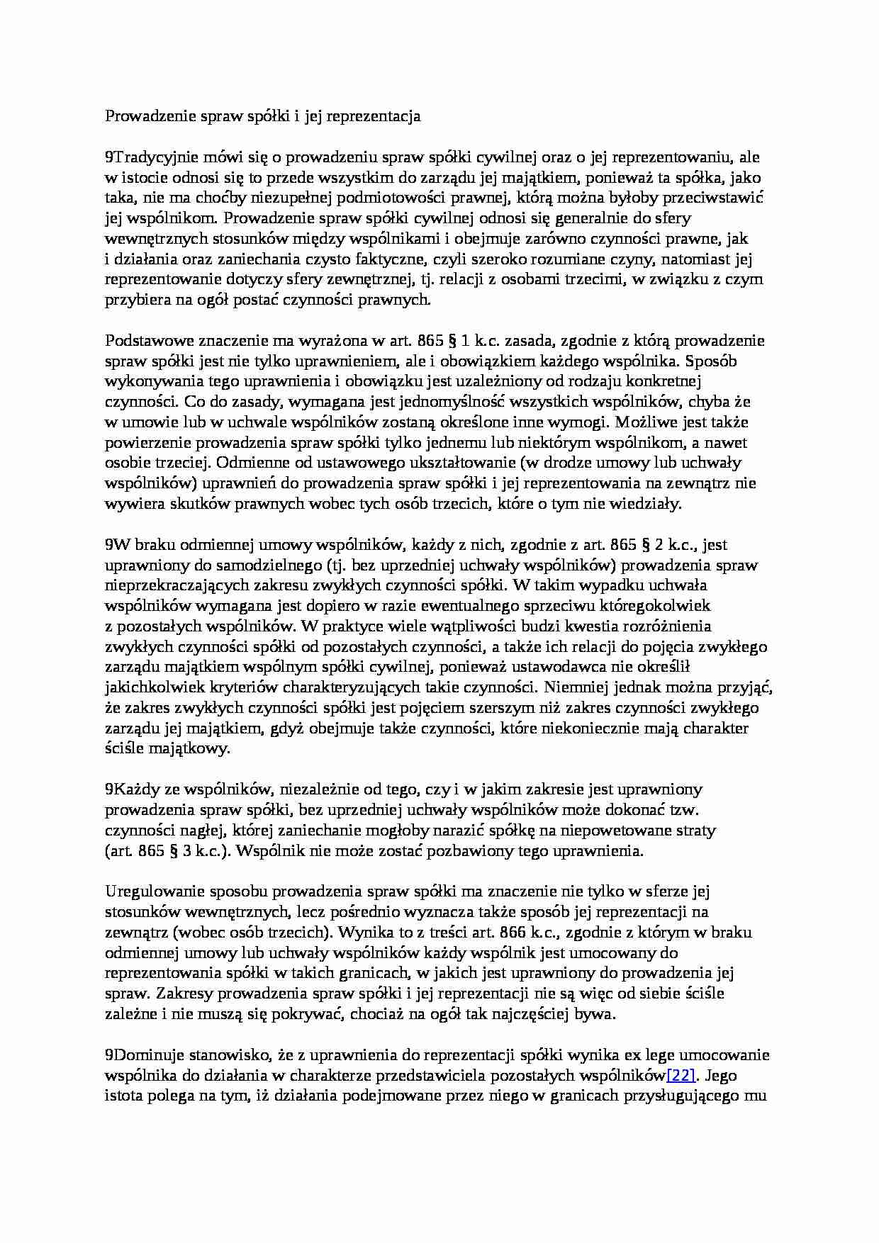 Prowadzenie spraw spółki - wykład - strona 1
