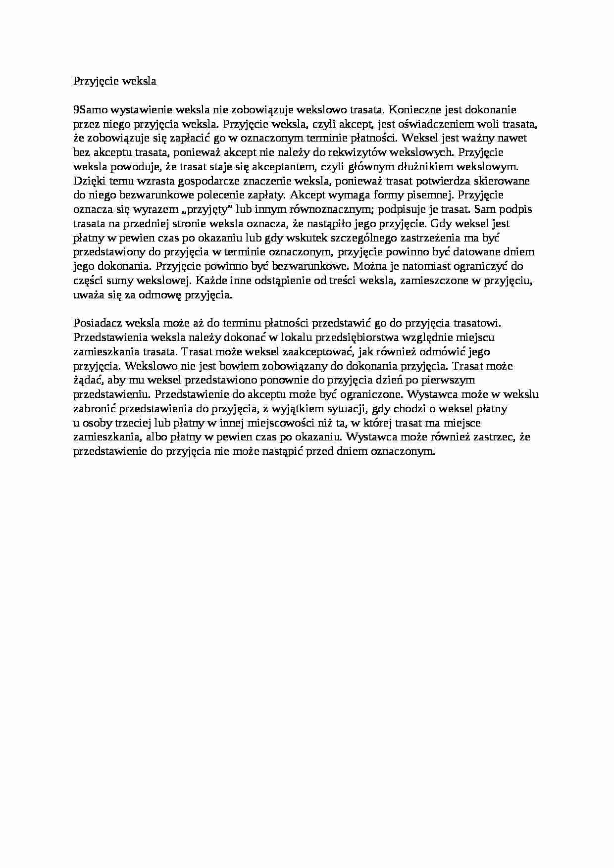 Przyjęcie weksla - wykład - strona 1