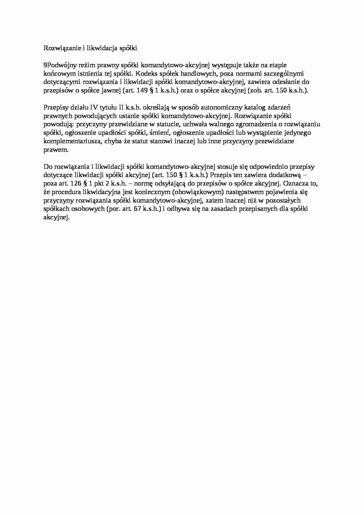Rozwiązanie i likwidacja spółki - opracowanie - strona 1