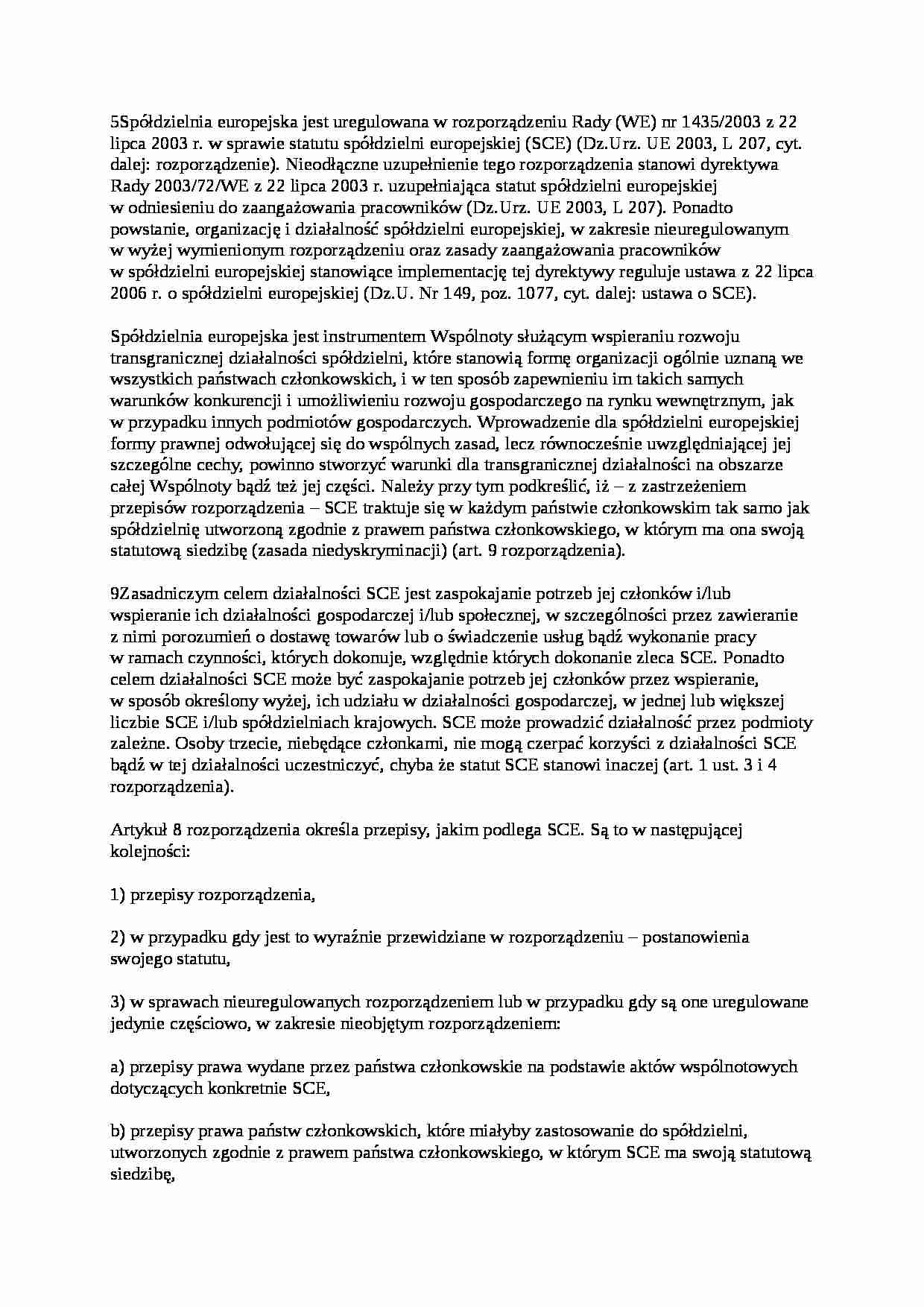 Spółdzielnia europejska - wykład - strona 1