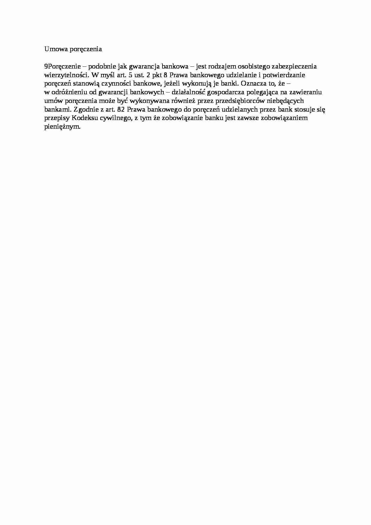 Umowa poręczenia - opracowanie - strona 1