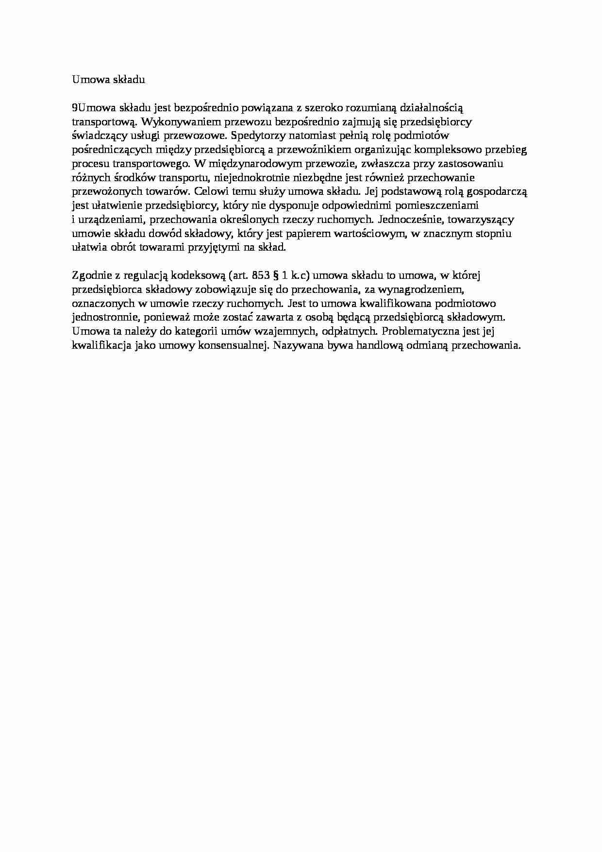 Umowa składu - wykład - strona 1