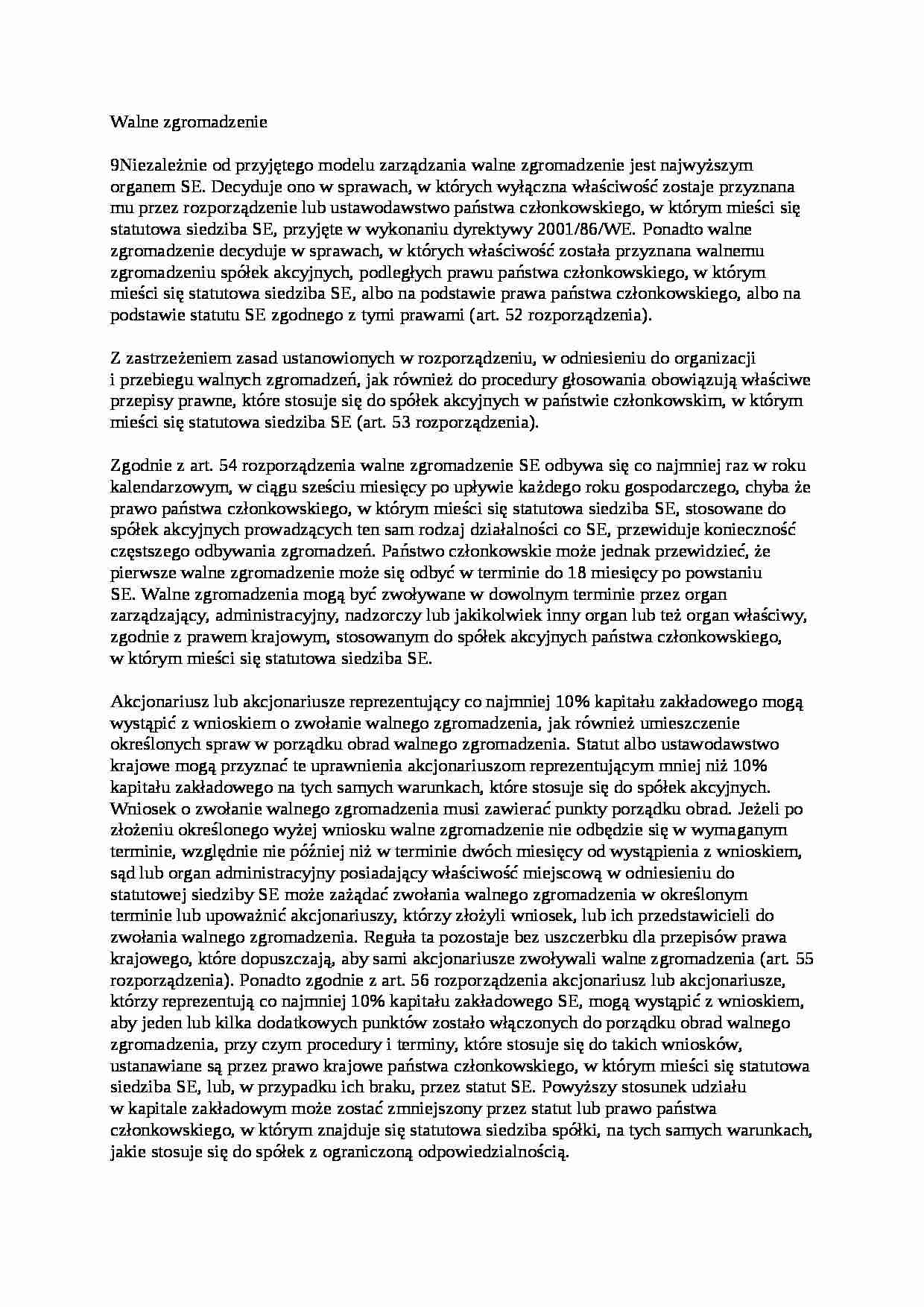 Walne zgromadzenie SE - wykład - strona 1