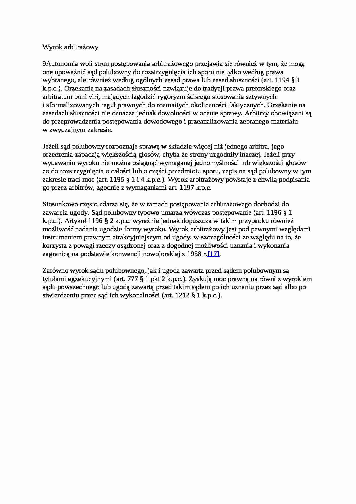 Wyrok arbitrażowy - wykład - strona 1