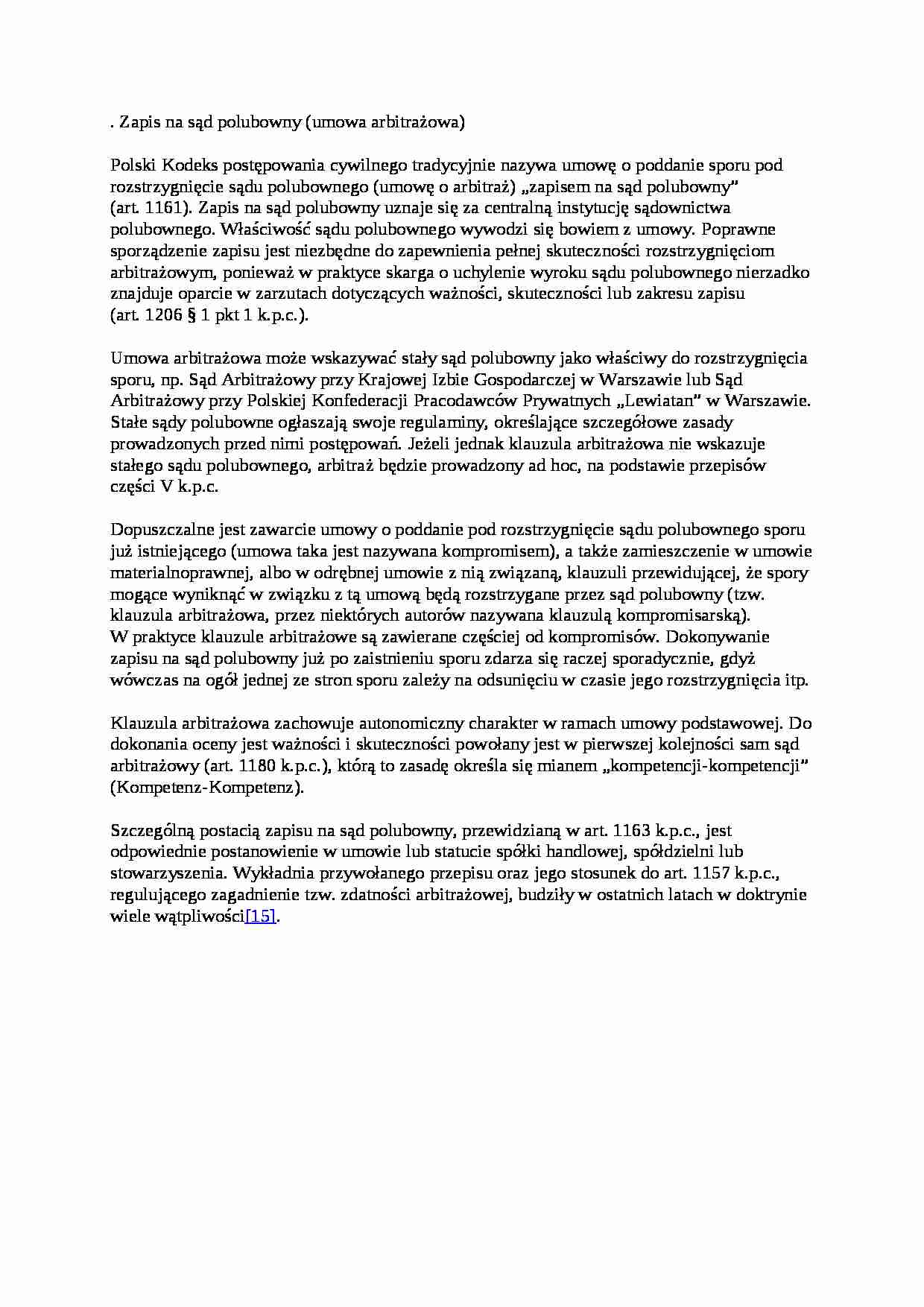 Zapis na sąd polubowny - wykład - strona 1