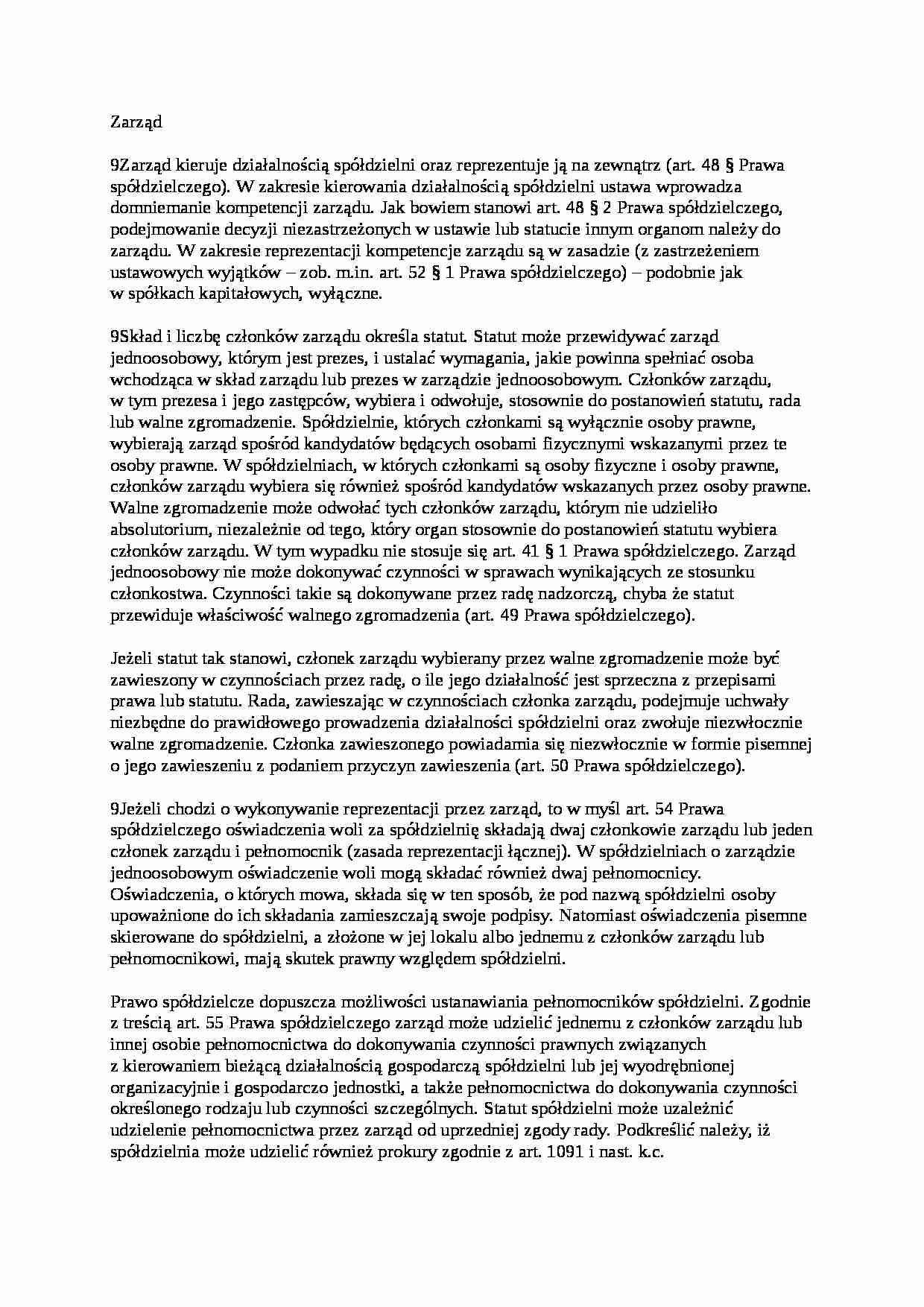 Zarząd spółdzielni - wykład - strona 1