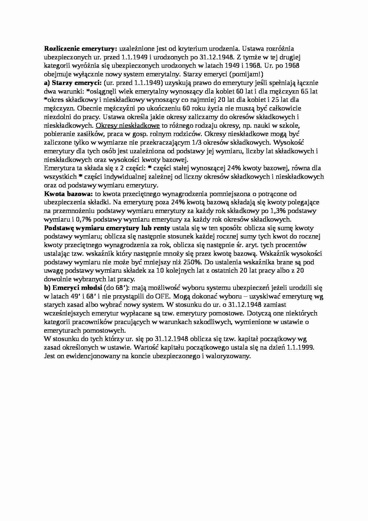 Rozliczenie emerytury - wykład - strona 1