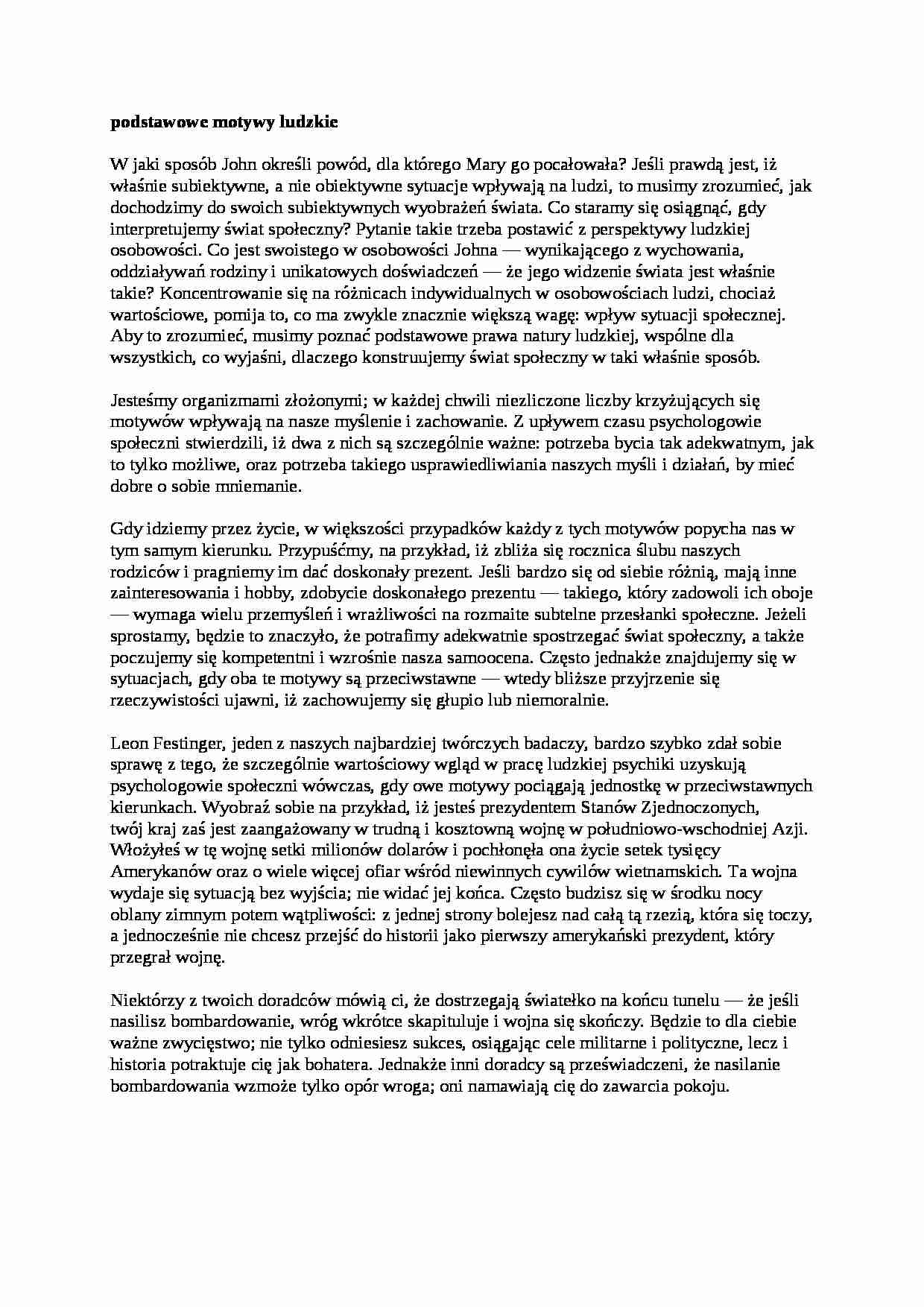 Podstawowe motywy ludzkie - wykład - strona 1