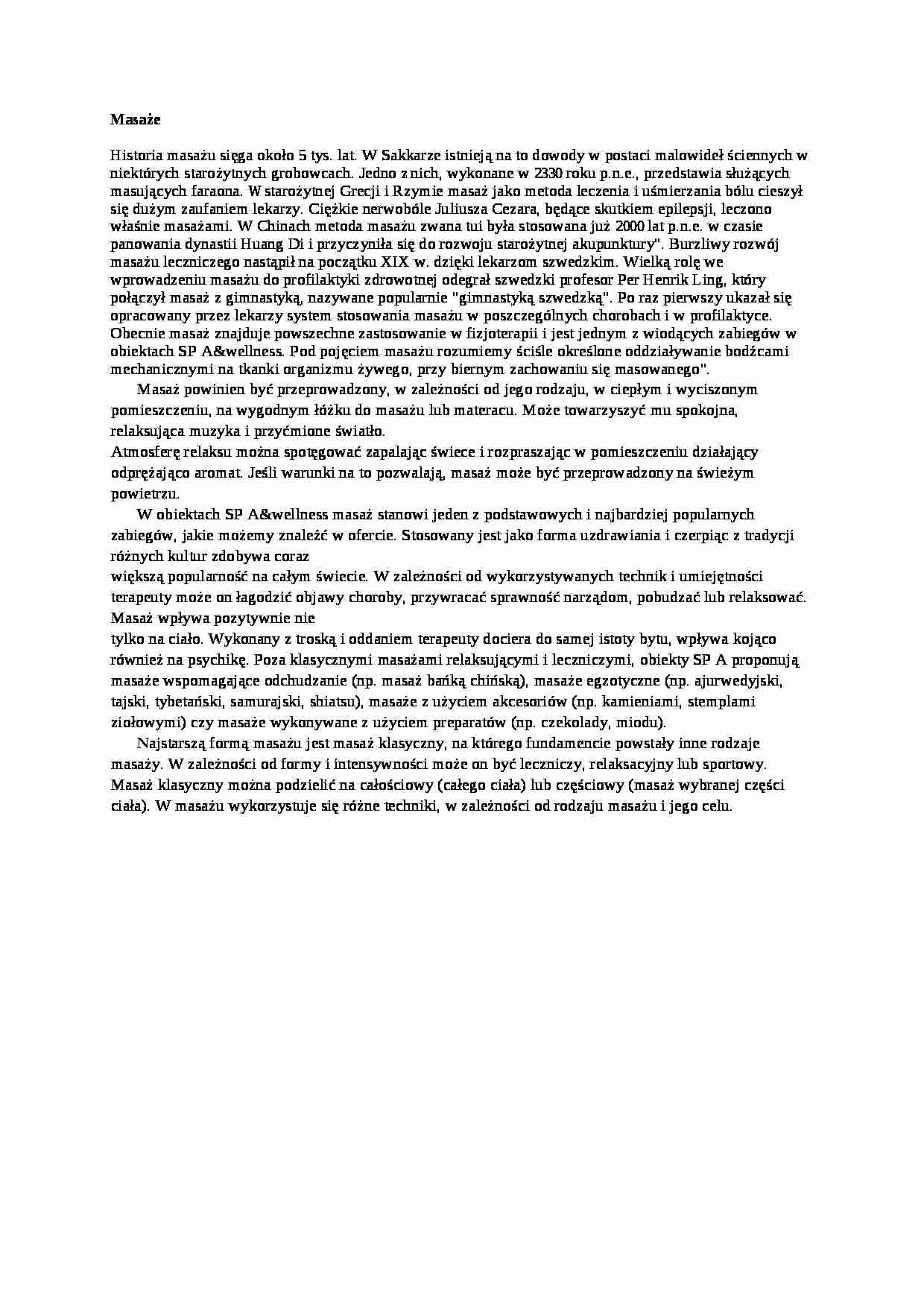 Masaże - wykład - strona 1