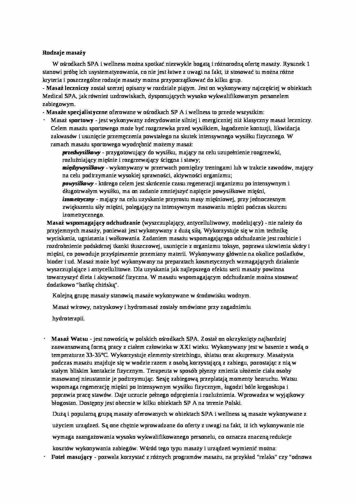 Rodzaje masaży - wykład - strona 1