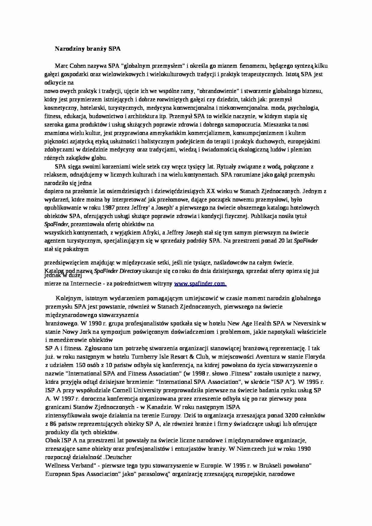 Narodziny branży SPA - wykład - strona 1