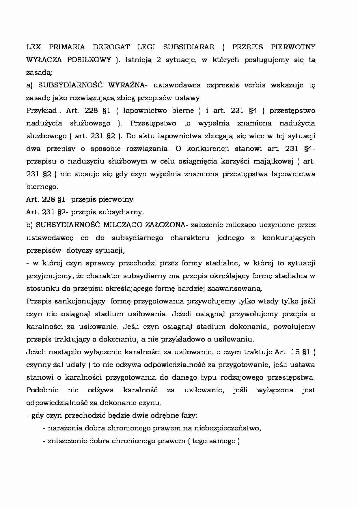 Lex primaria derogat legi subsidiare - wyjaśnienie zasady  - strona 1
