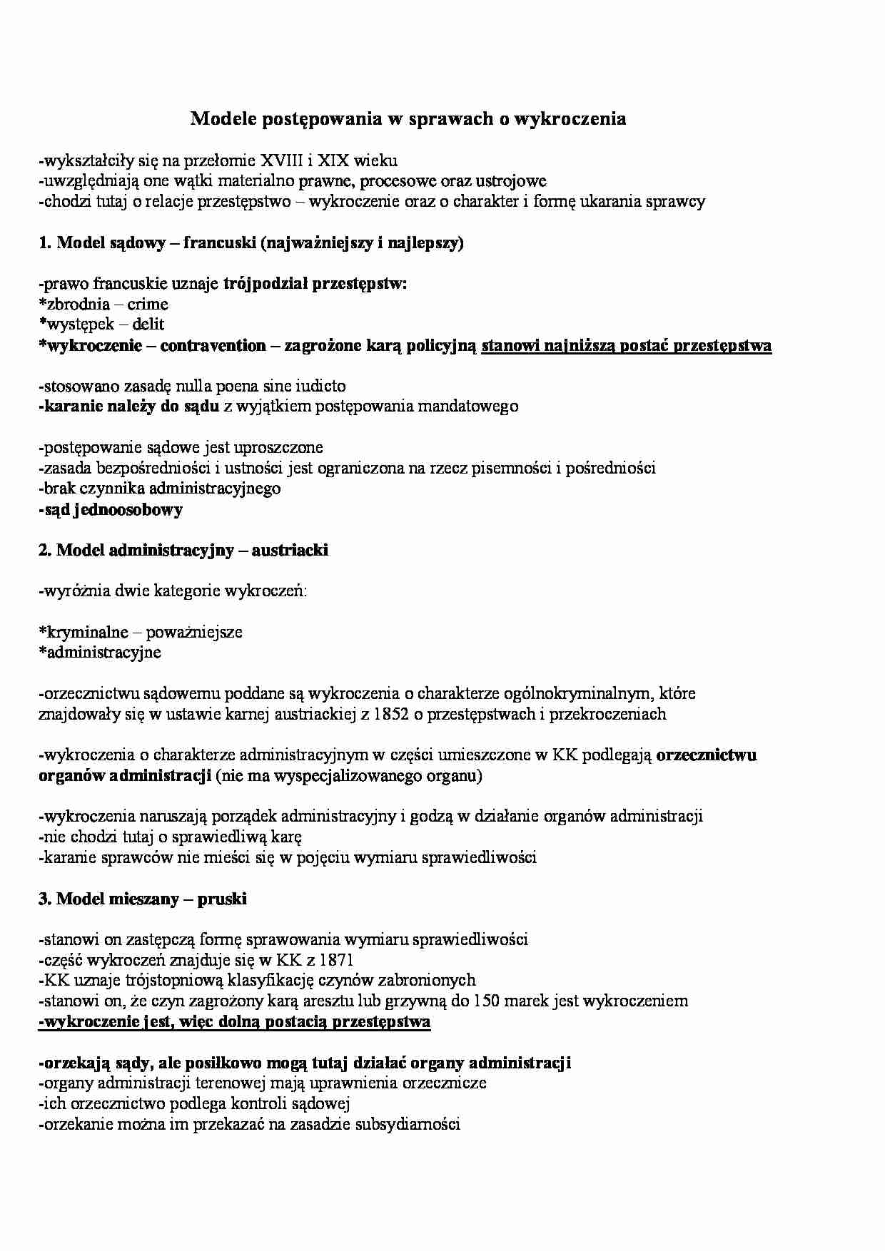 Postępowanie w sprawach o wykroczenia - opracowanie  - strona 1