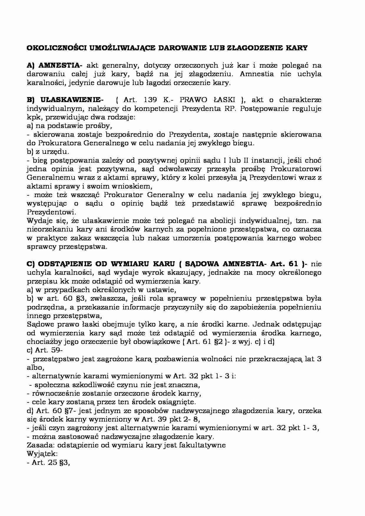 Darowanie lub złagodzenie kary - omówienie przesłanek - strona 1