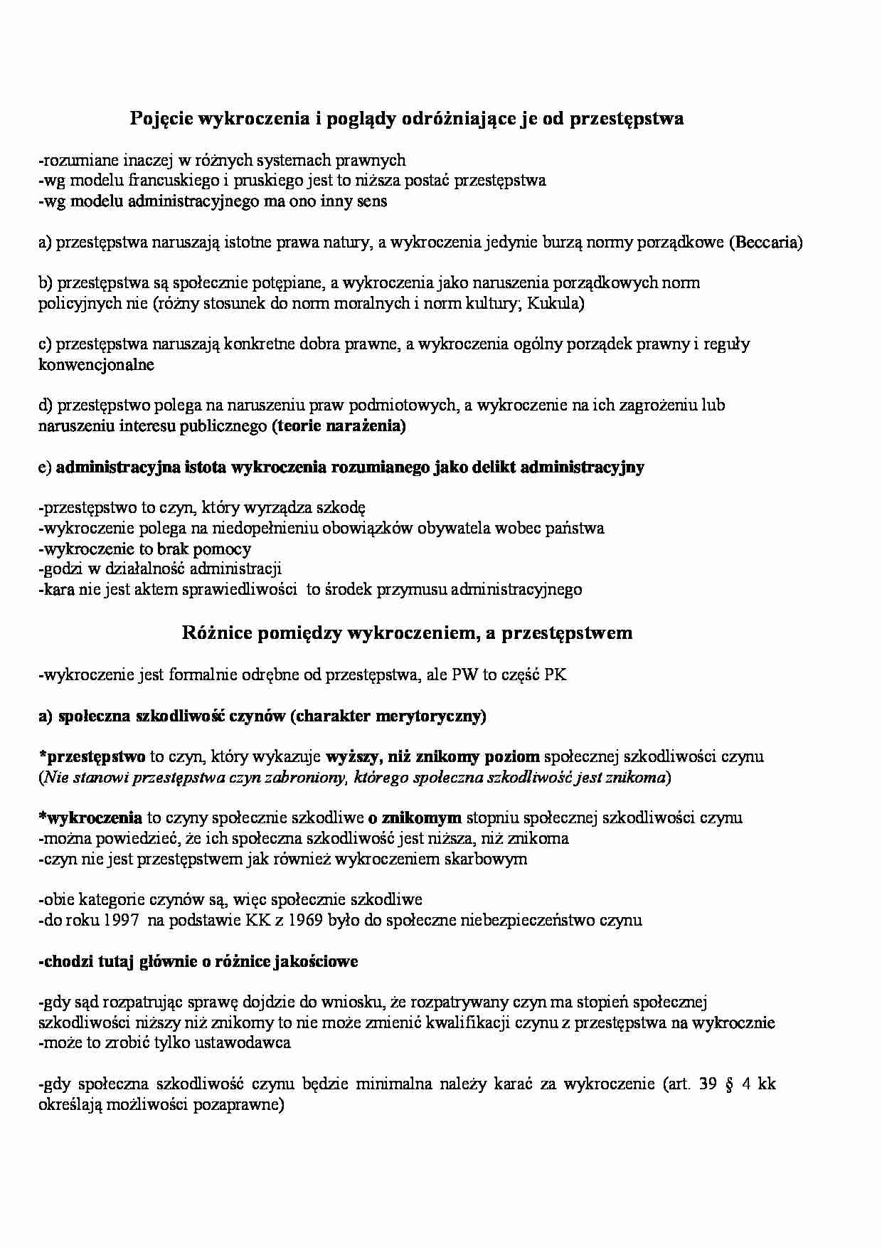 Wykroczenie a przestępstwo - synteza problemu  - strona 1