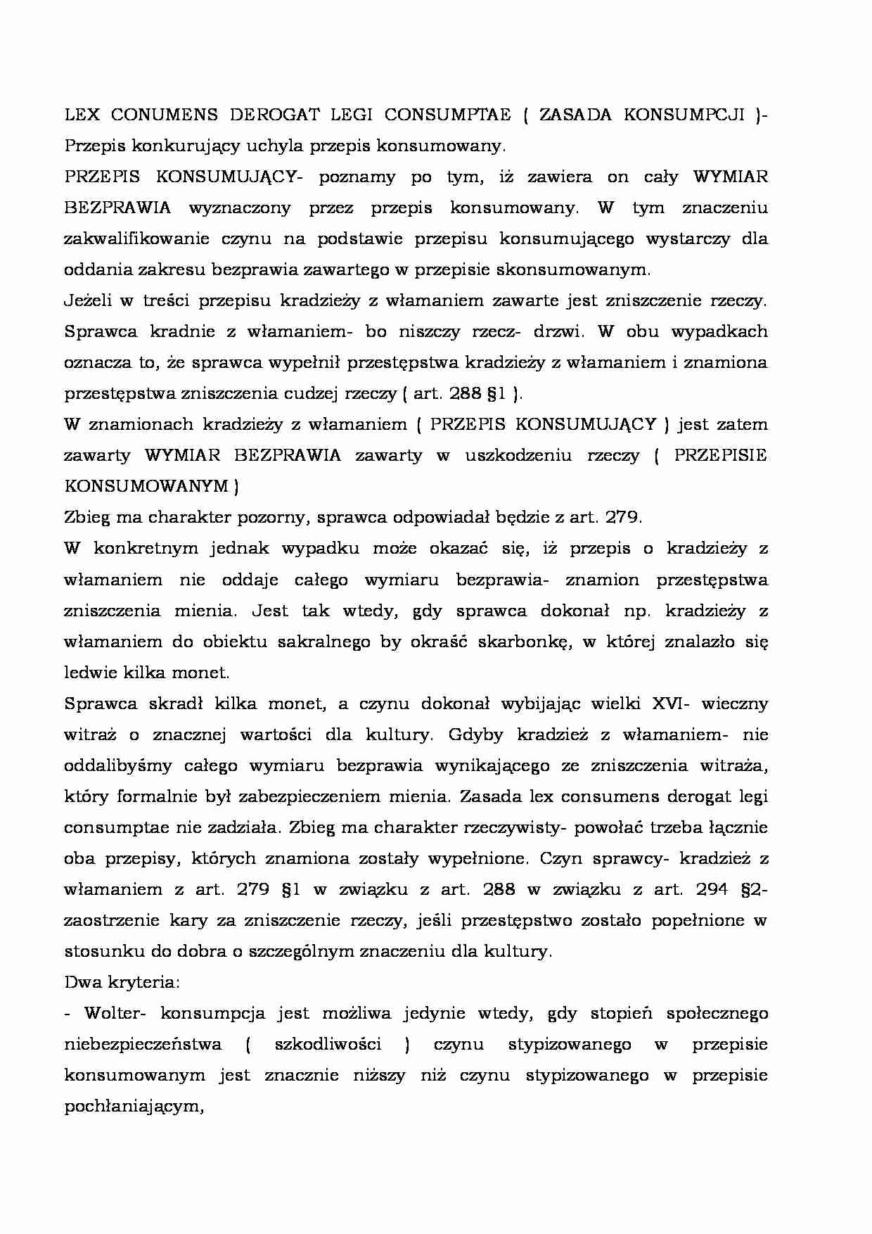 Zasada konsumpcji w prawie karnym - omówienie  - strona 1