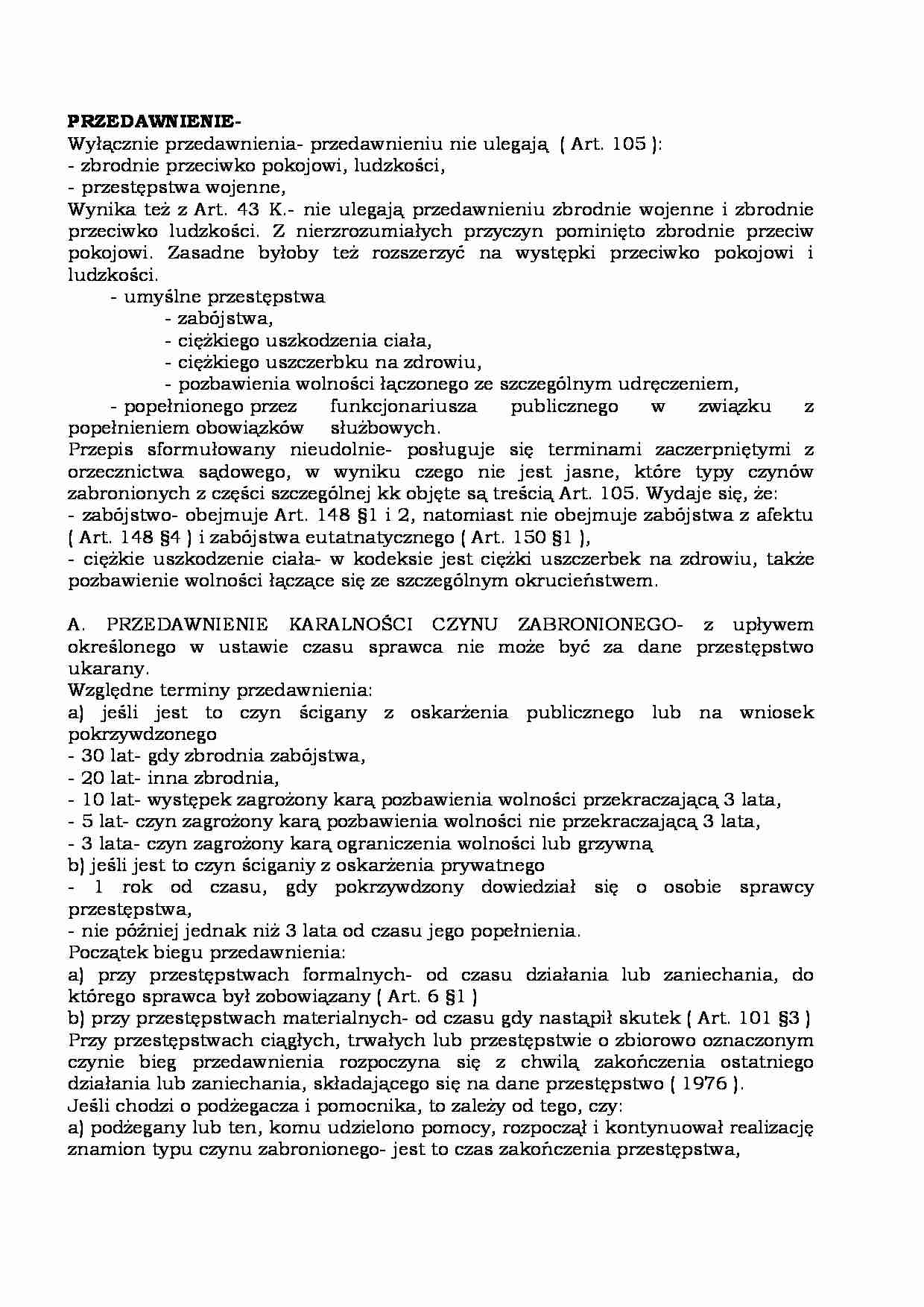 Przedawnienie w prawie karnym - wykład  - strona 1