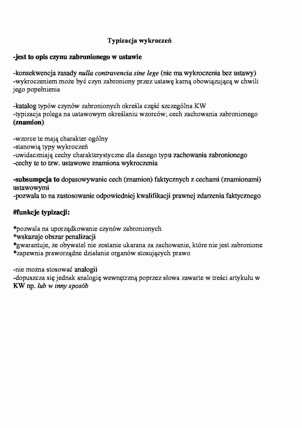 Typizacja wykroczeń - wykład - strona 1