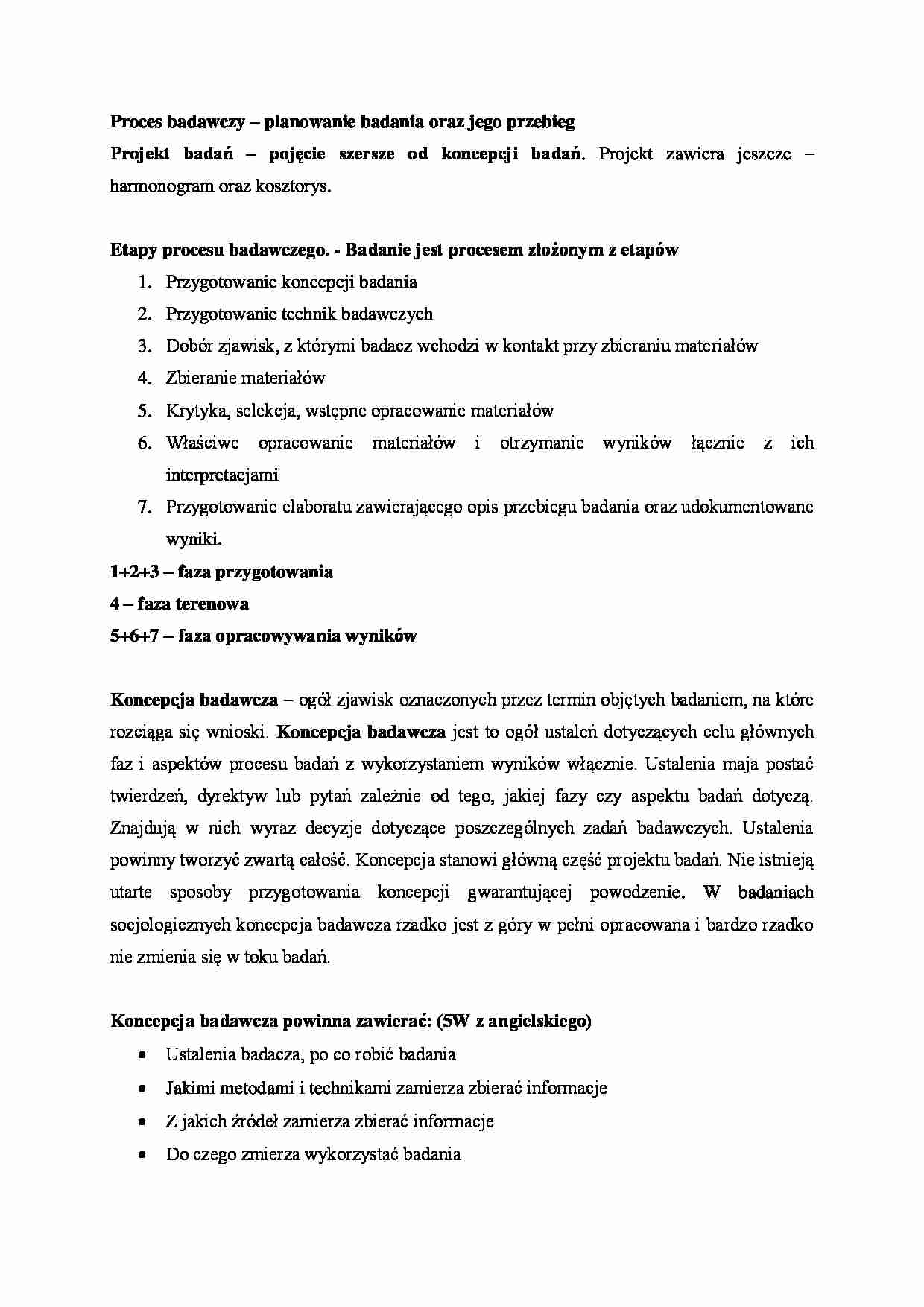 Proces badawczy - wykład  - strona 1