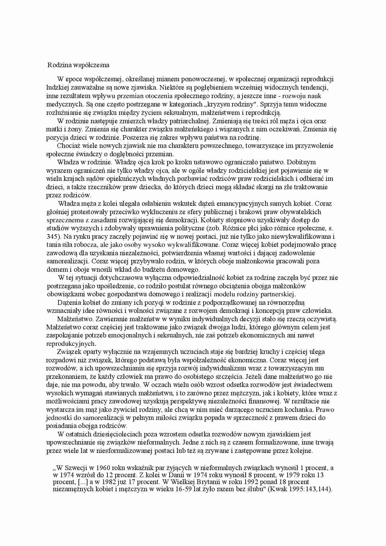 Rodzina współczesna - opracowanie tematu  - strona 1