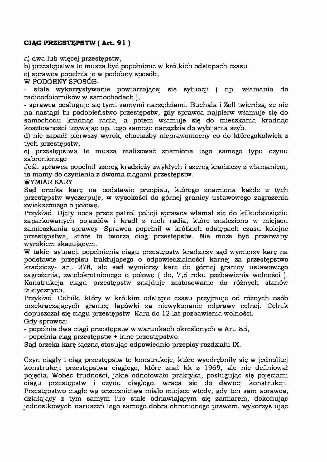 Ciąg przestępstw - opracowanie tematu  - strona 1