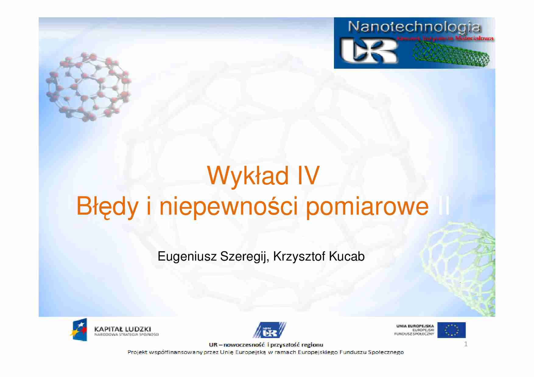 Błędy i niepewności pomiarowe - wykład 4 - strona 1