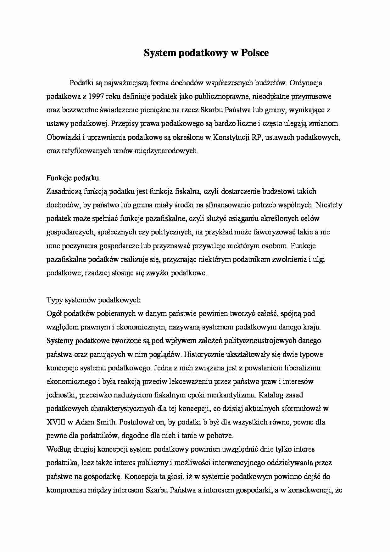 System podatkowy w Polsce - wykład. - strona 1