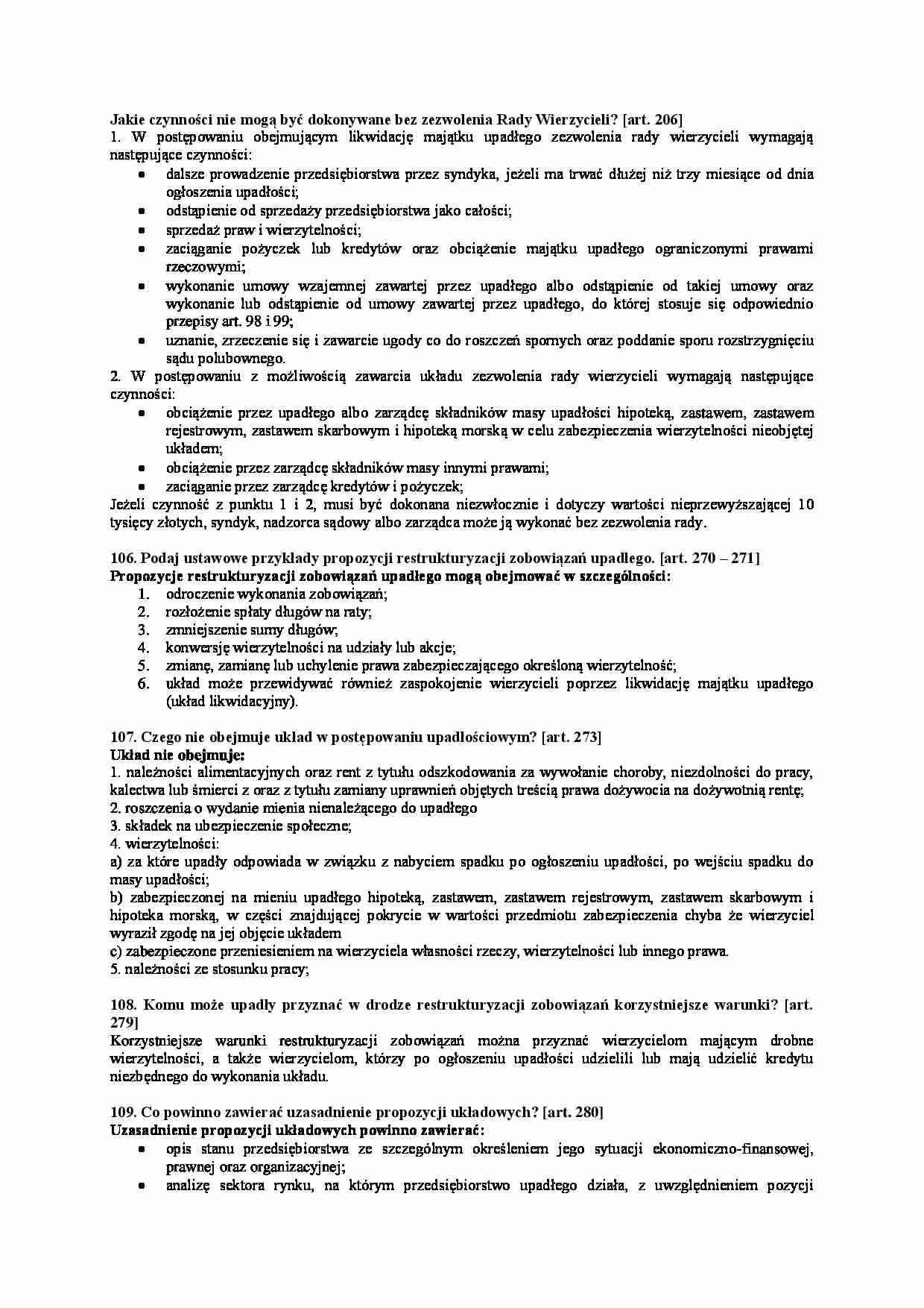 Czynności a Rada Wierzycieli - wykład. - strona 1