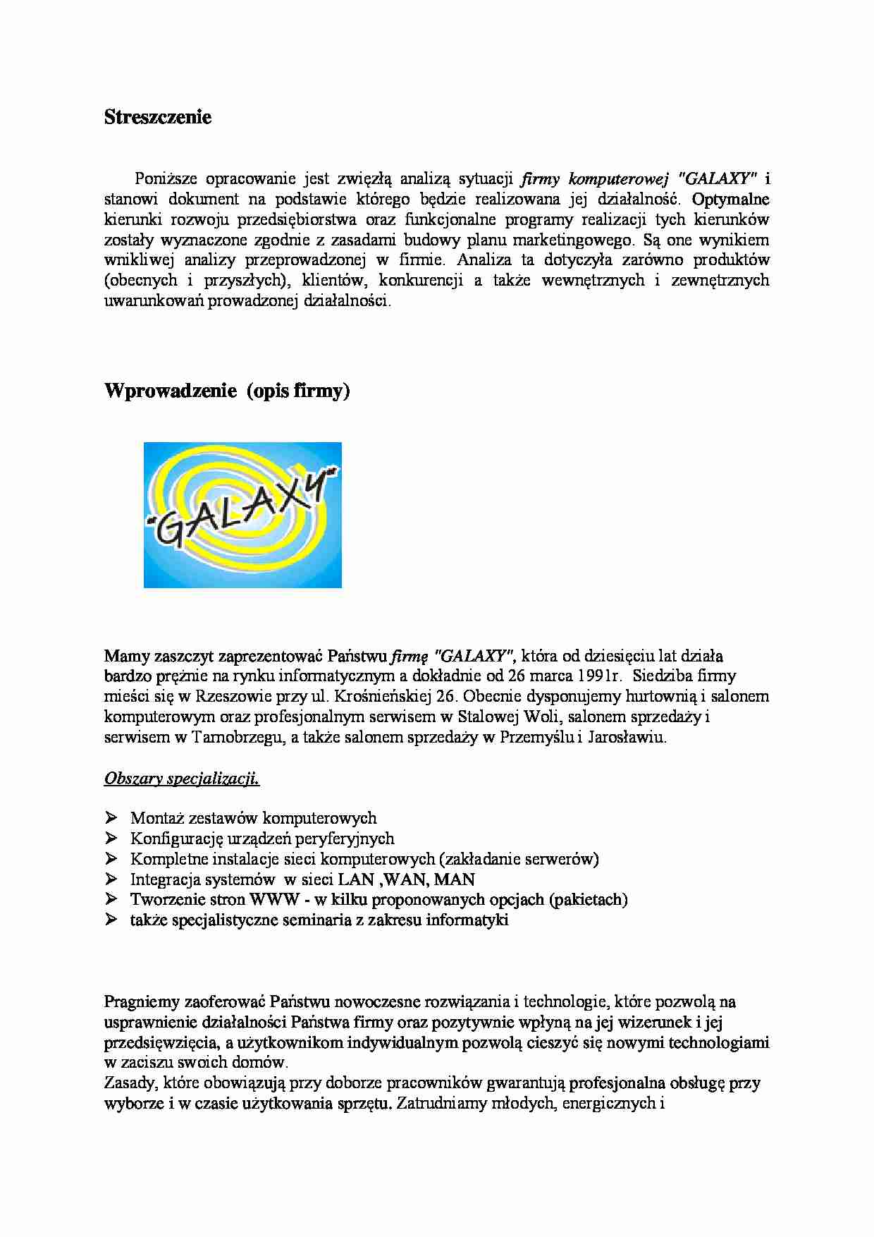 Streszczenie, analiza działania - wykład. - strona 1