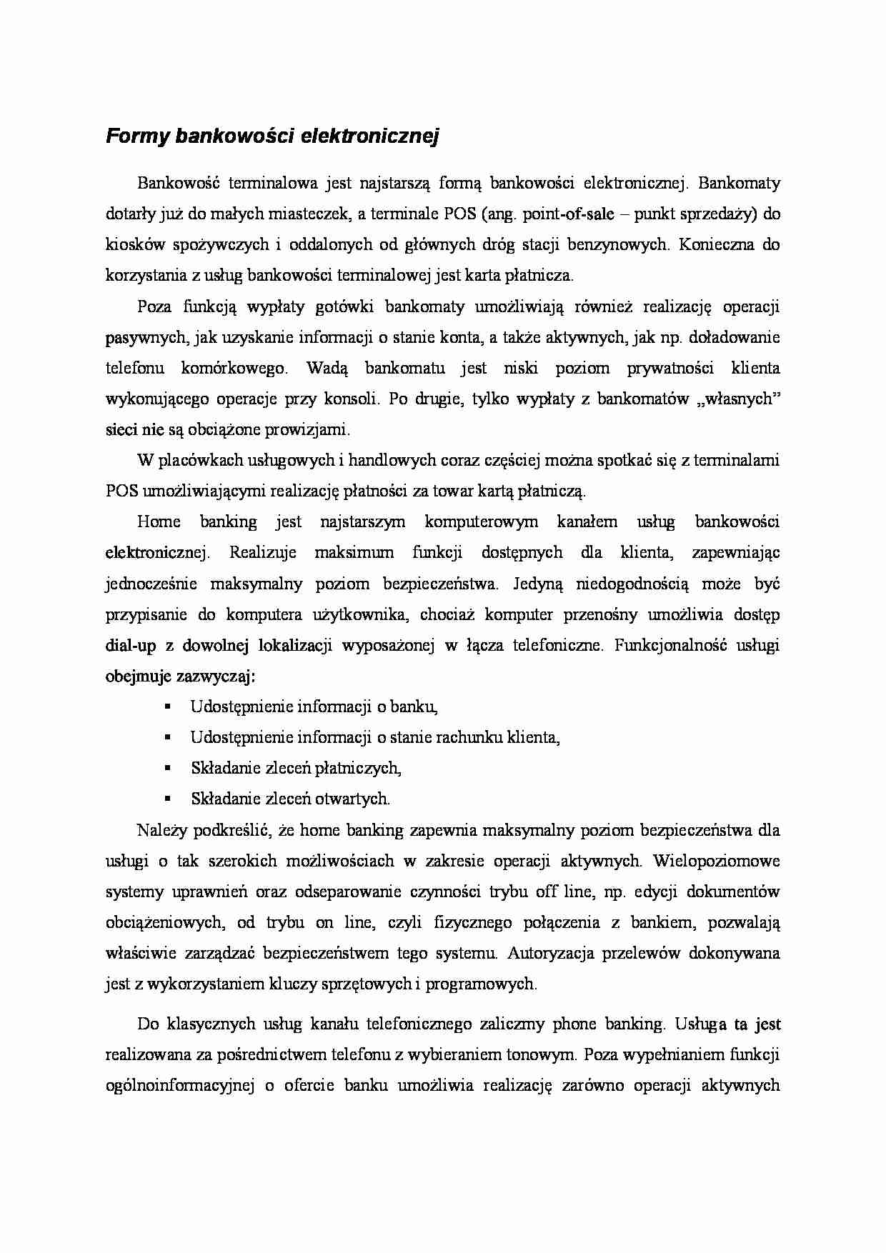 Formy bankowości elektronicznej - wyklad. - strona 1